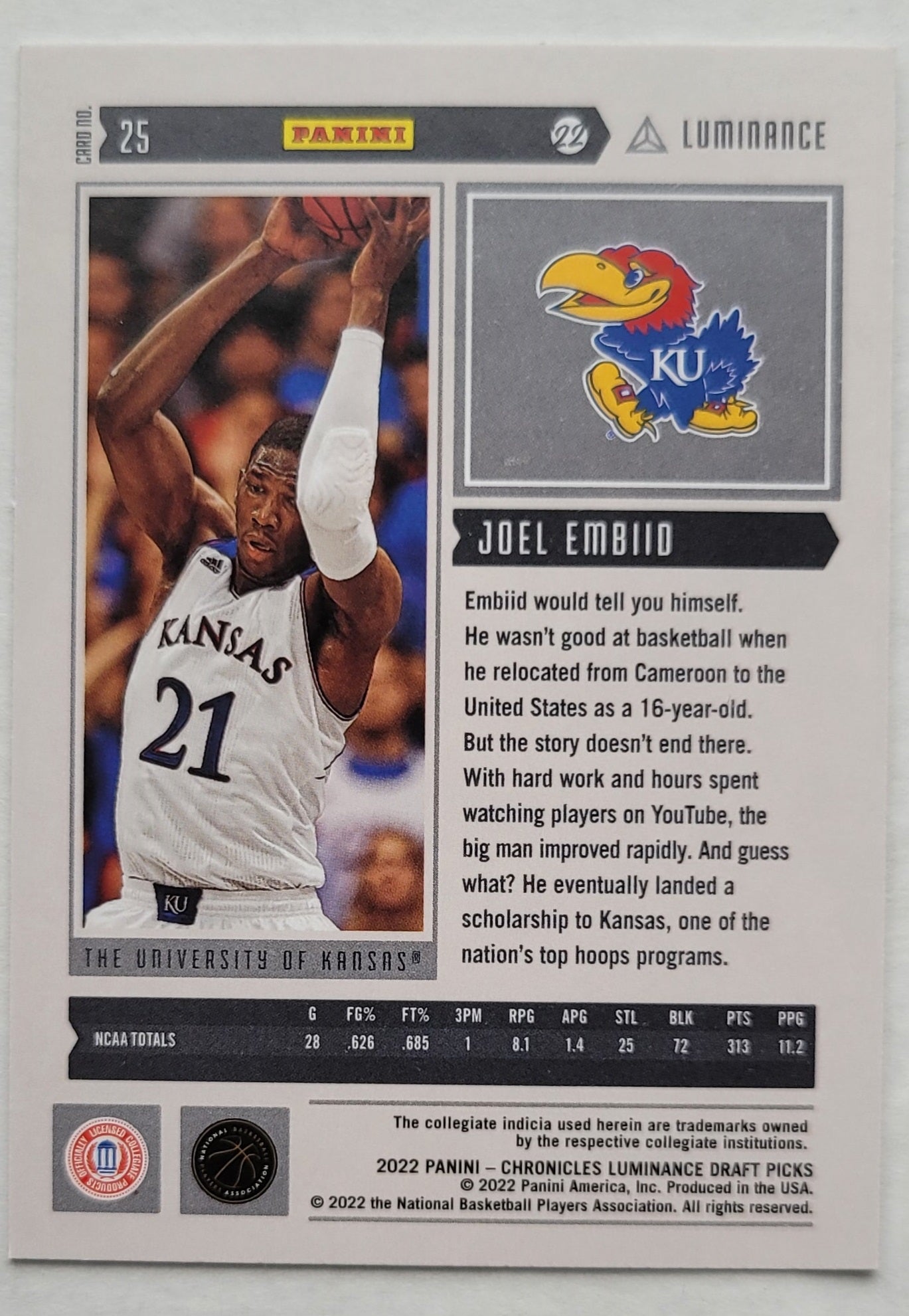 Joel Embiid - 2022-23 Panini Chronicles Draft Picks Luminance #25