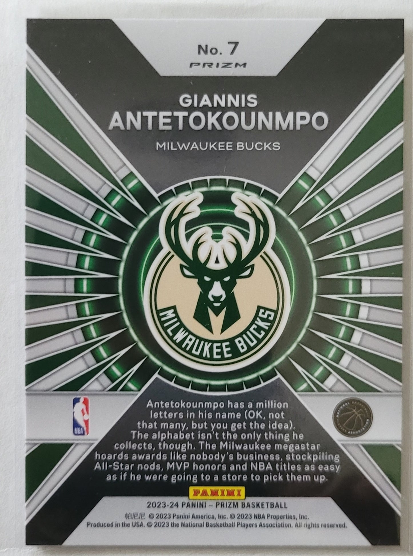 Giannis Antetokounmpo - 2023-24 Panini Prizm Dominance Prizms Silver #7