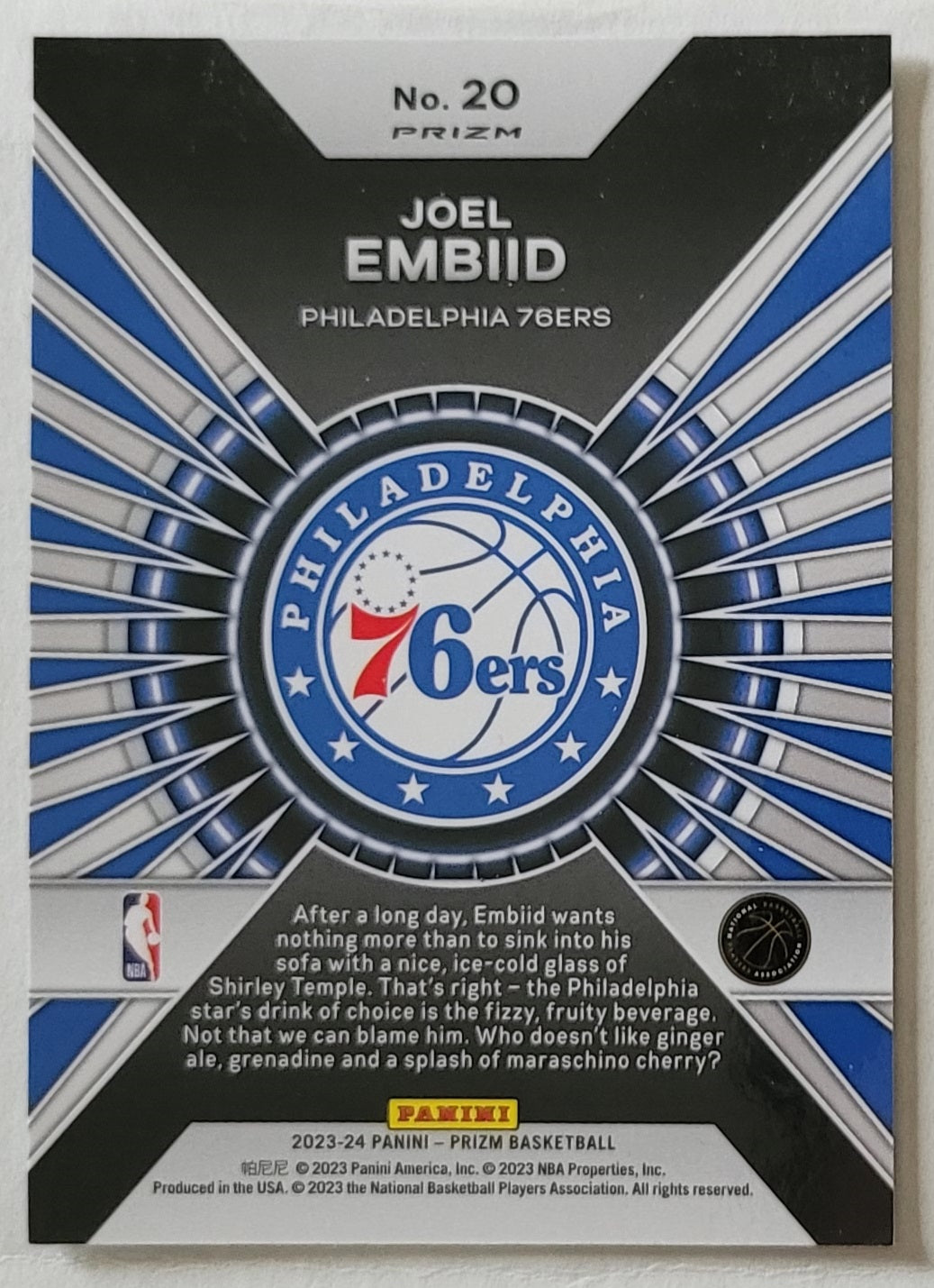 Joel Embiid - 2023-24 Panini Prizm Dominance Prizms Silver #20