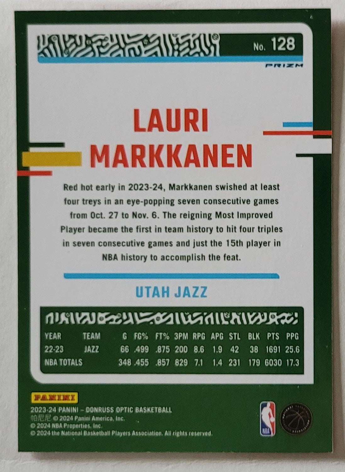 Lauri Markkanen - 2023-24 Donruss Optic Hyper Pink #128