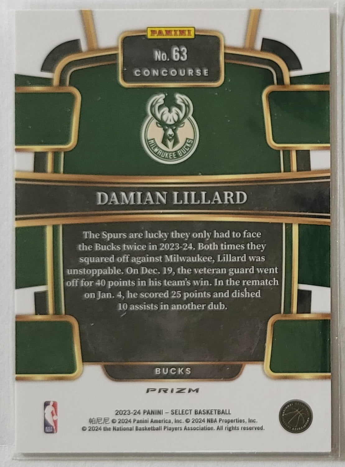 Damian Lillard - 2023-24 Select Prizms Silver #63