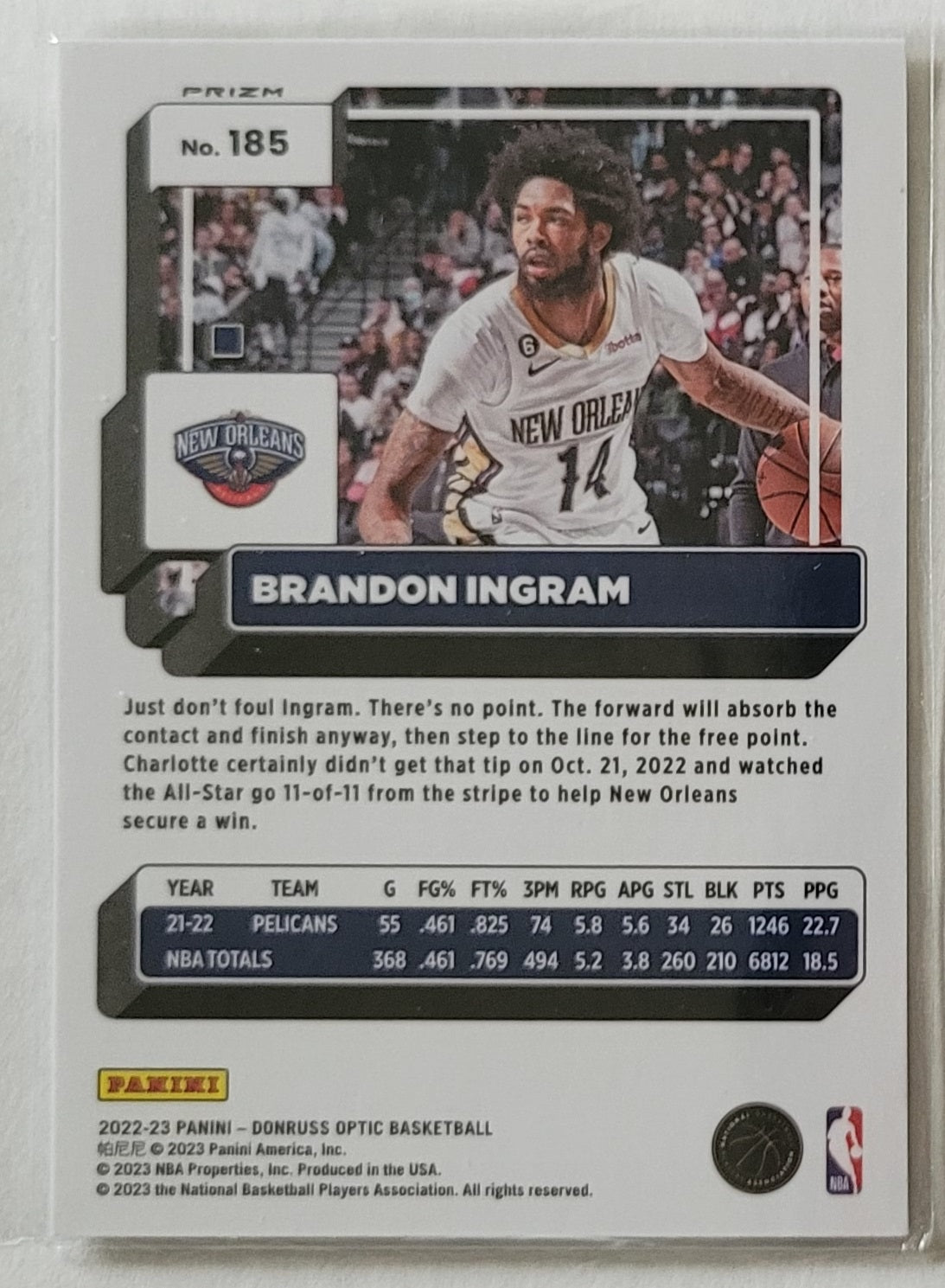 Brandon Ingram - 2022-23 Donruss Optic Fast Break Holo #185