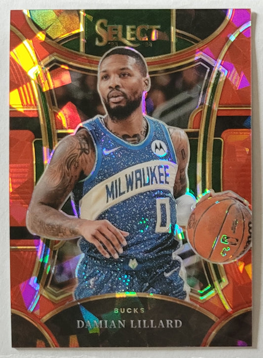 Damian Lillard - 2023-24 Select Prizms Red Cracked Ice #338