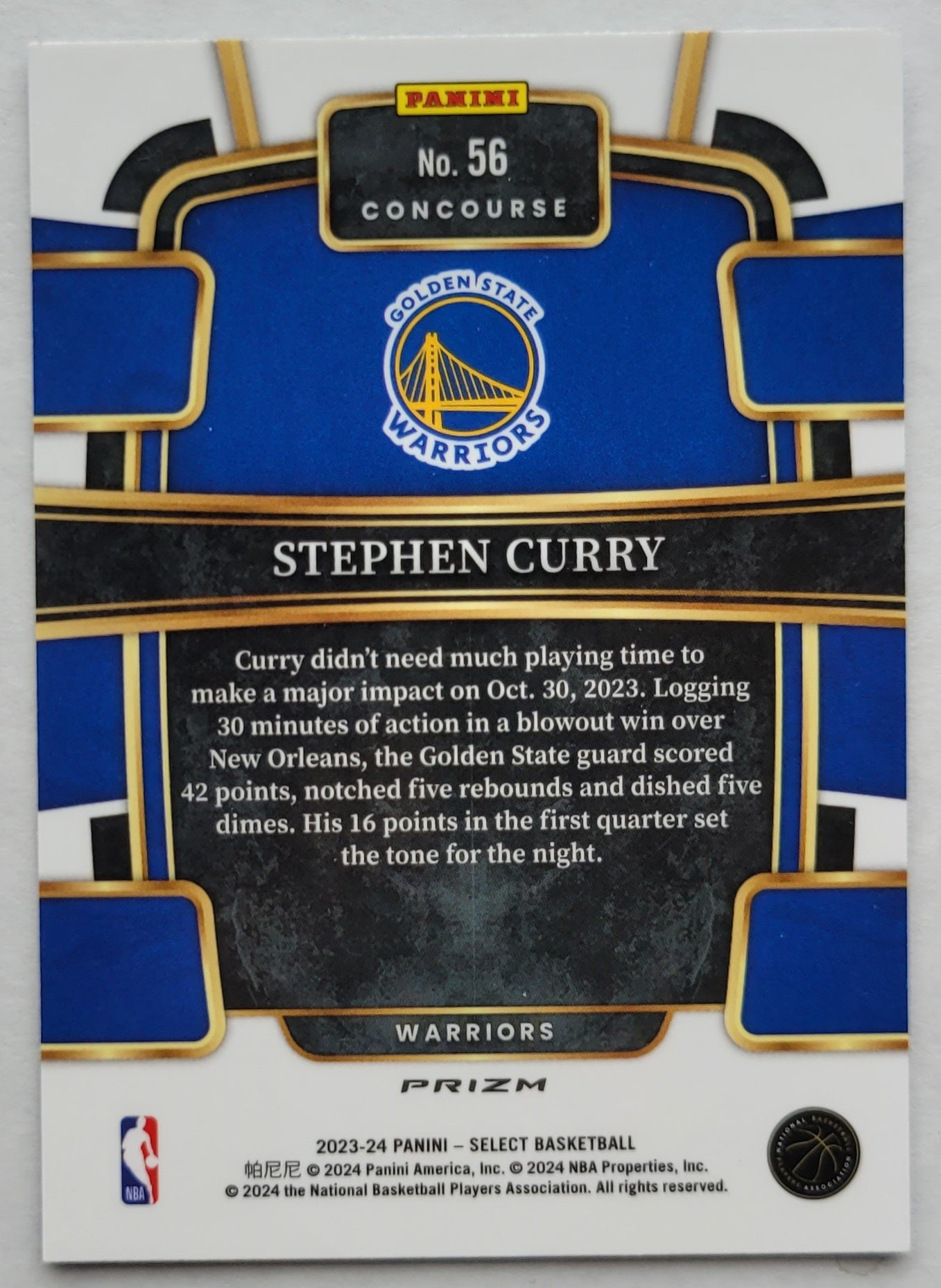 Stephen Curry - 2023-24 Select Prizms Blue #56