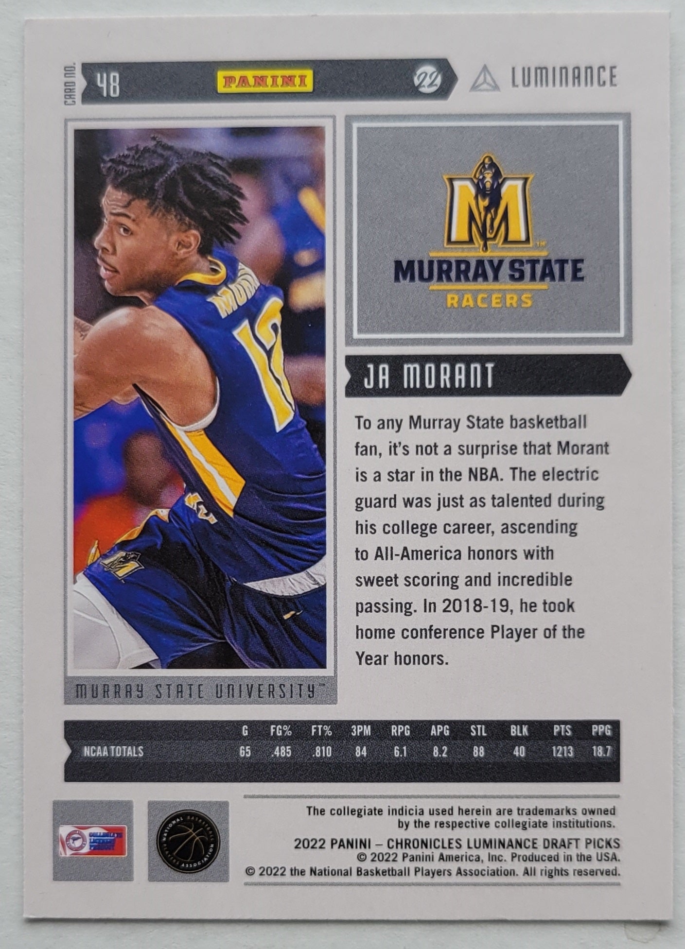 Ja Morant - 2022-23 Panini Chronicles Draft Picks Luminance Pink #48