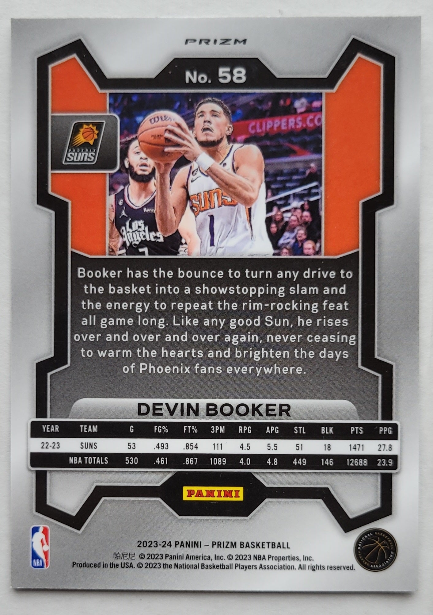 Devin Booker - 2023-24 Panini Prizm Prizms Silver #58