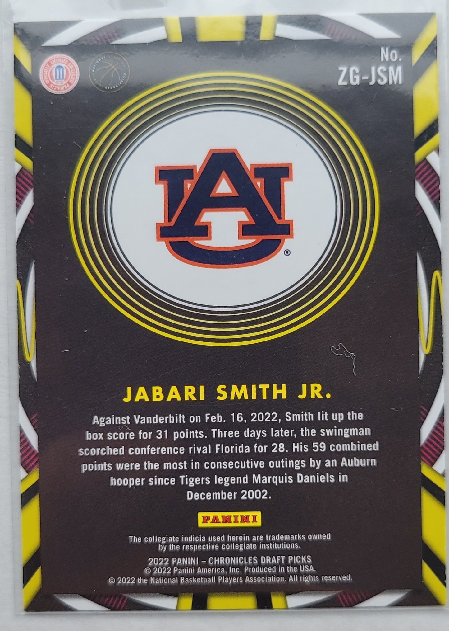 Jabari Smith Jr. - 2022-23 Panini Chronicles Draft Picks Gamma Rays #9