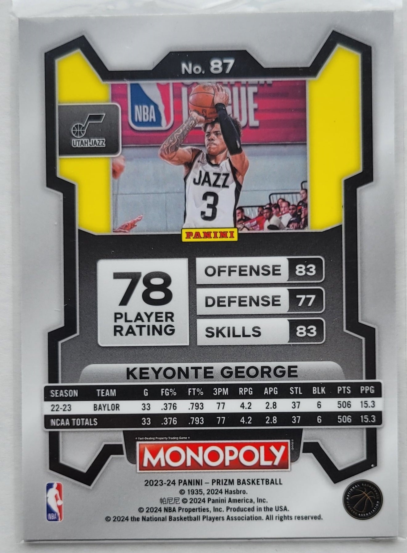 Keyonte George - 2023-24 Panini Prizm Monopoly #87 RC