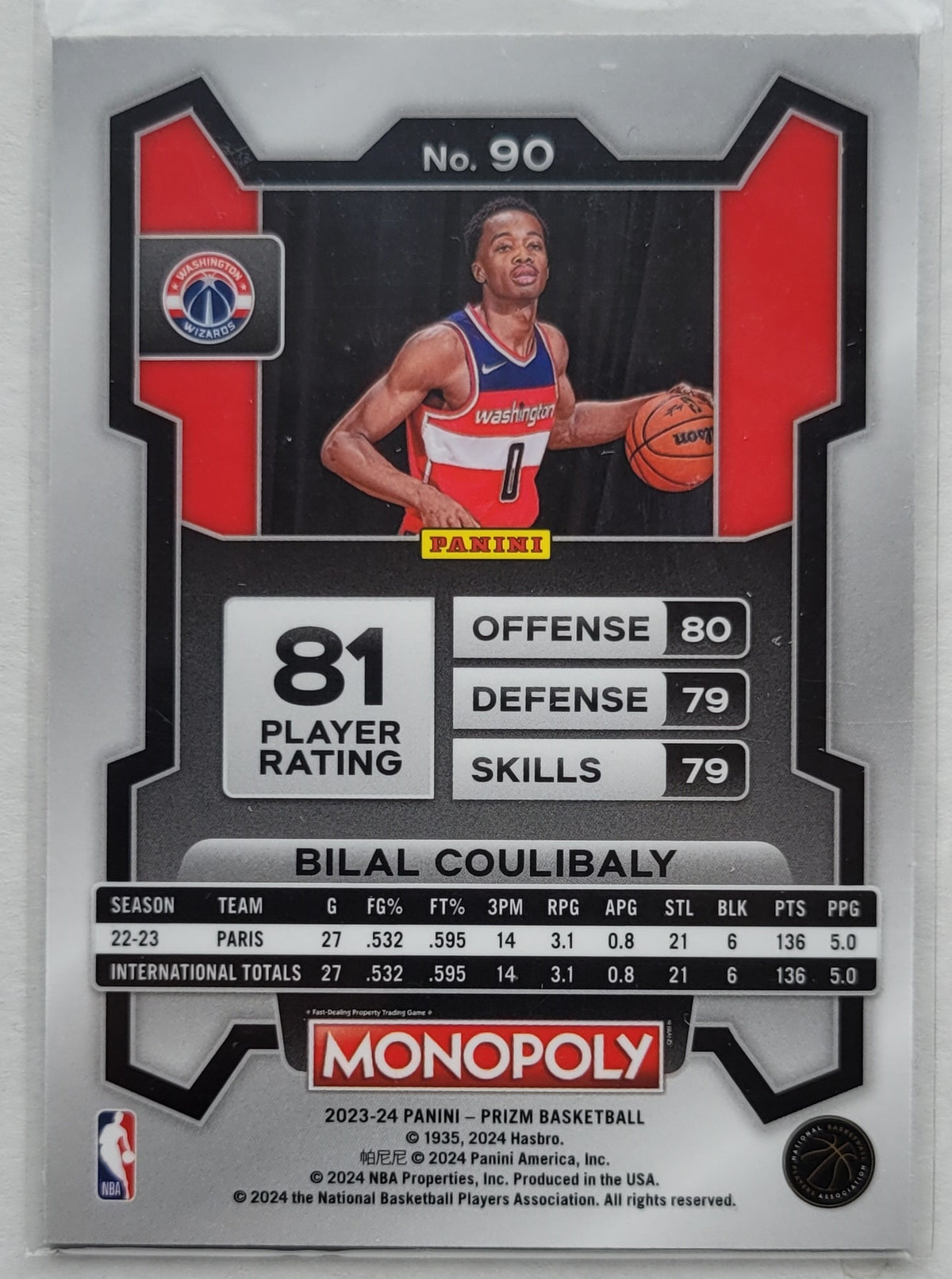 Bilal Coulibaly - 2023-24 Panini Prizm Monopoly #90 RC