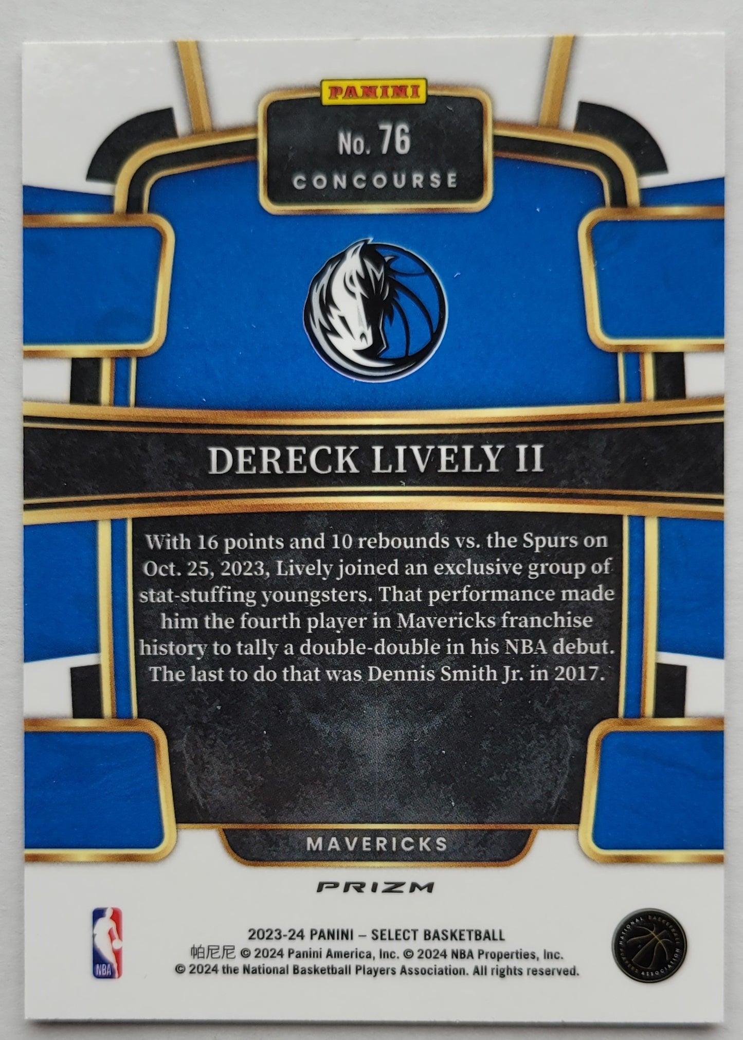 Dereck Lively II - 2023-24 Select Prizms Red Cracked Ice #76 RC