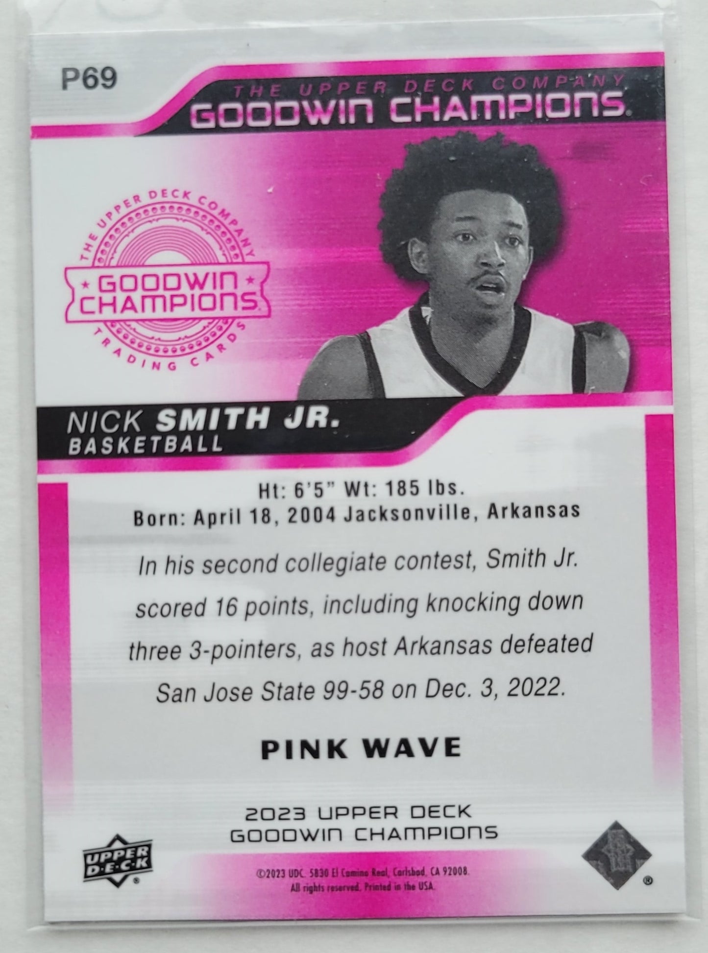 Nick Smith Jr. - 2023 Upper Deck Goodwin Champions Platinum Pink Wave #P69