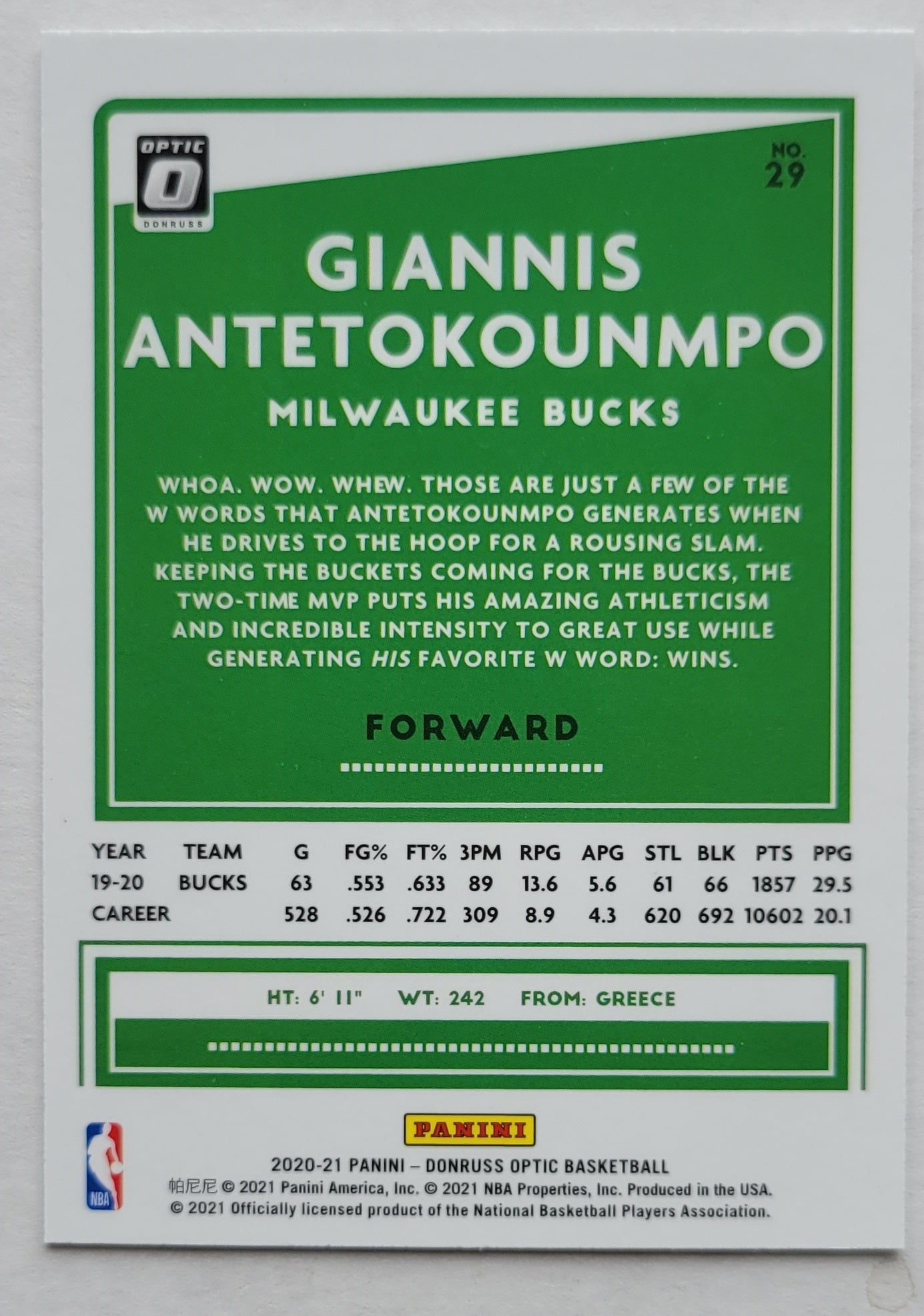 Giannis Antetokounmpo - 2020-21 Donruss Optic #29