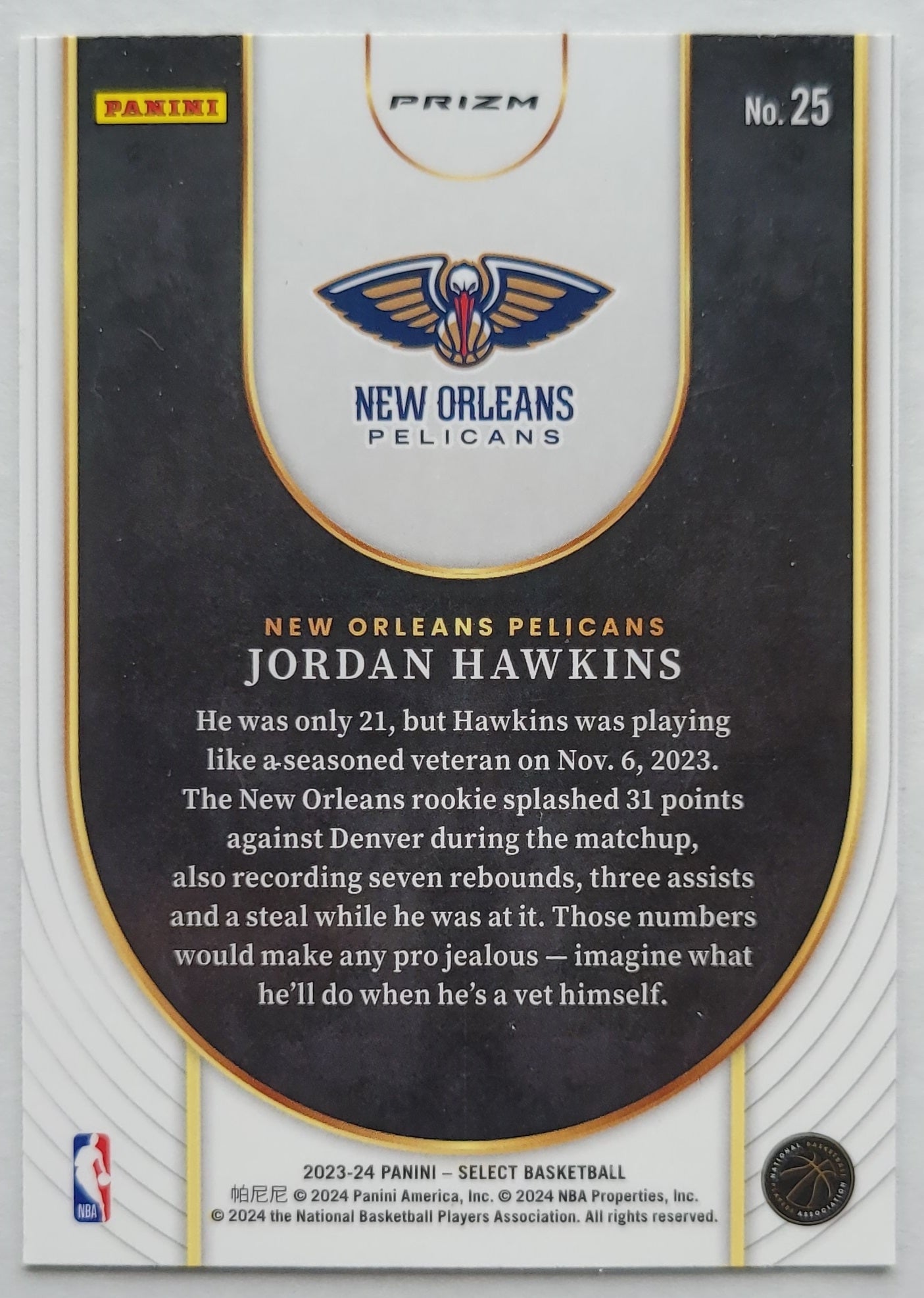 Jordan Hawkins - 2023-24 Select Neon Icon Silver Prizms #25