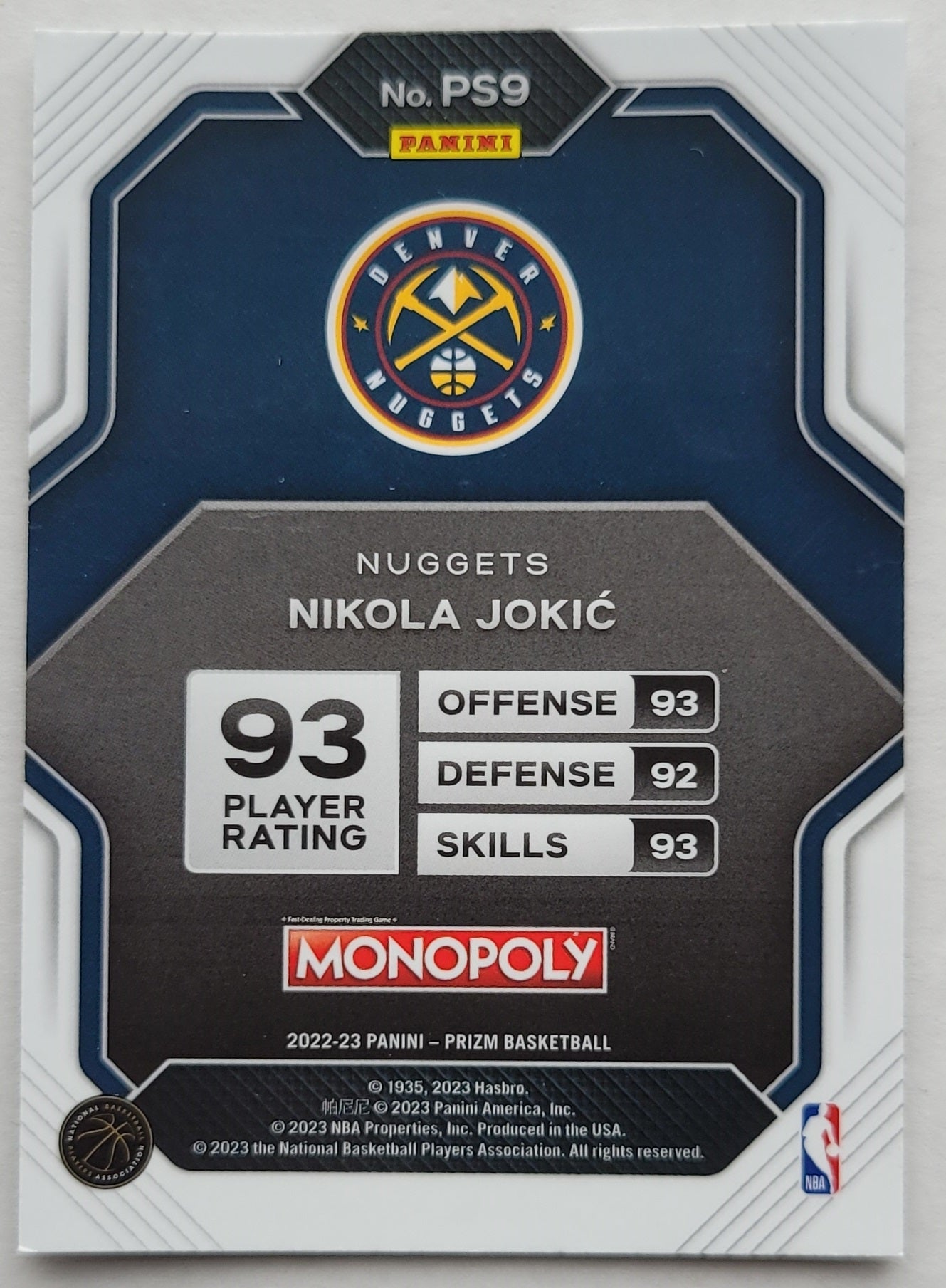 Nikola Jokic - 2022-23 Panini Prizm Monopoly All-Stars #PS9