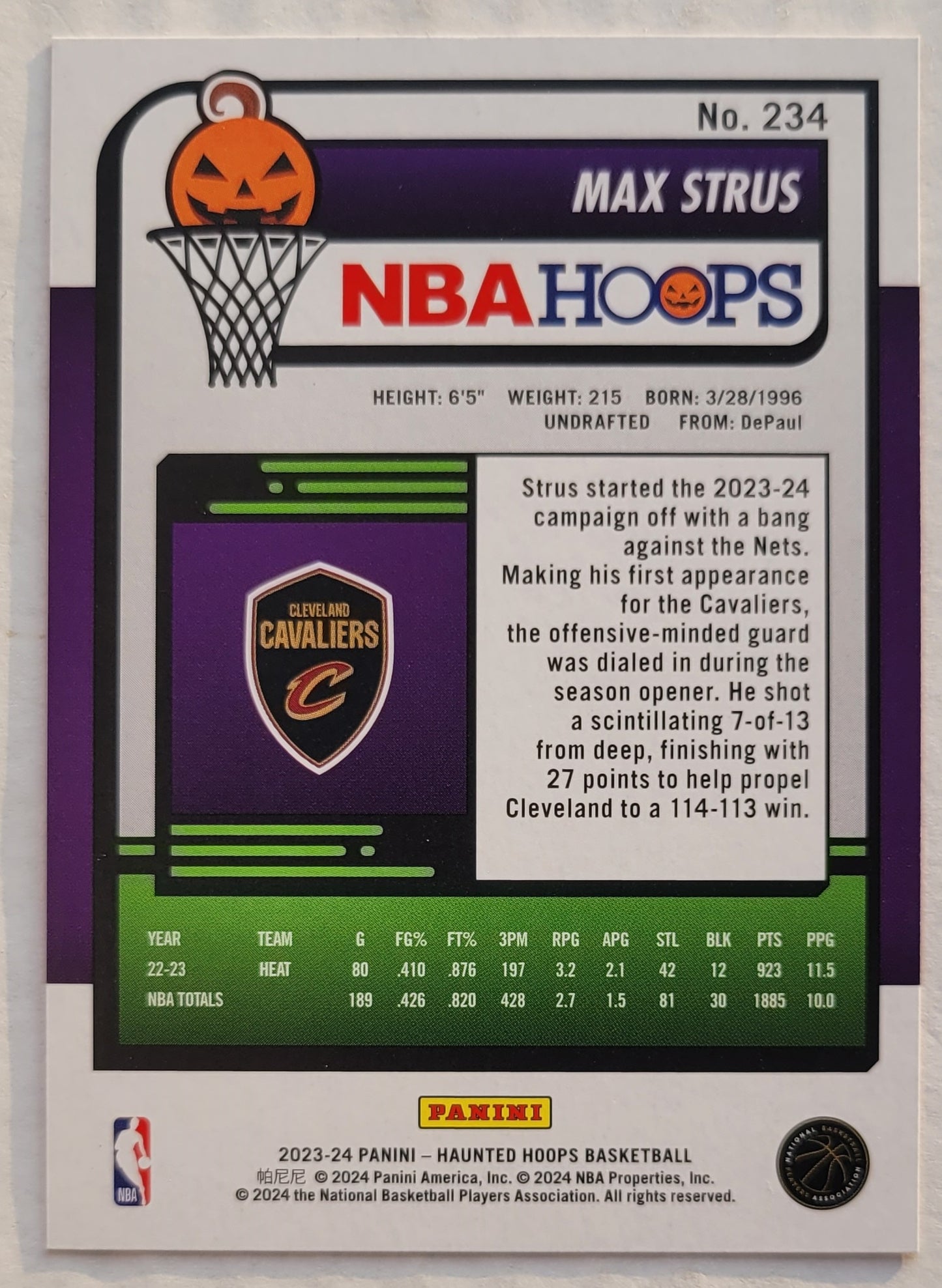 Max Strus - 2023-24 Hoops Haunted Hoops Orange #234