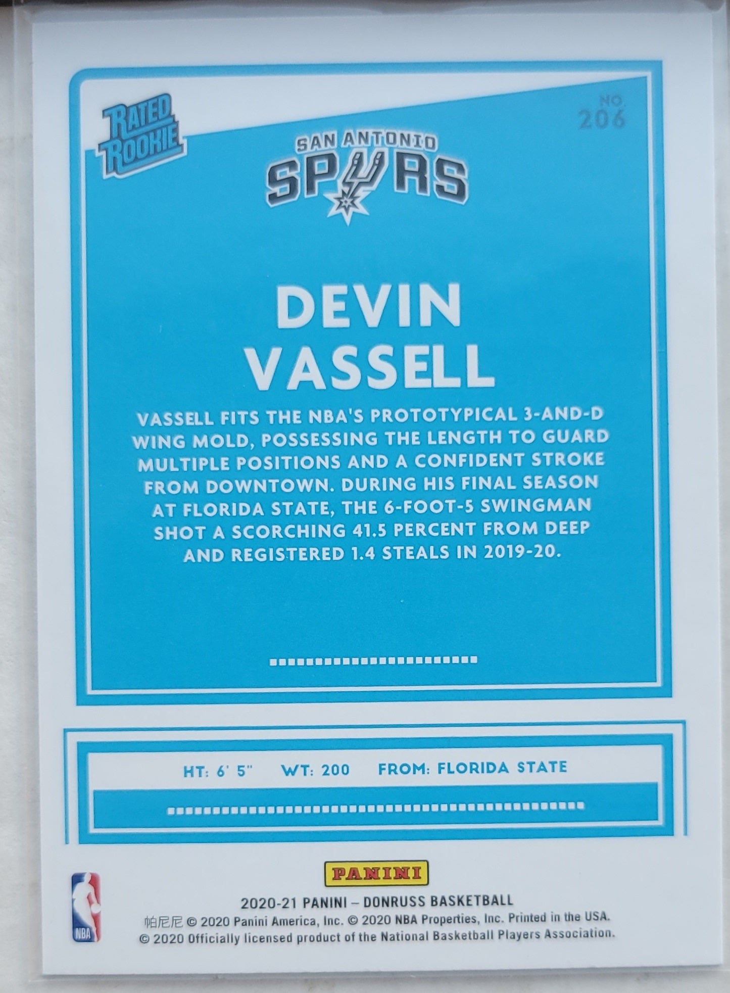 Devin Vassell - 2020-21 Donruss #206 RR RC