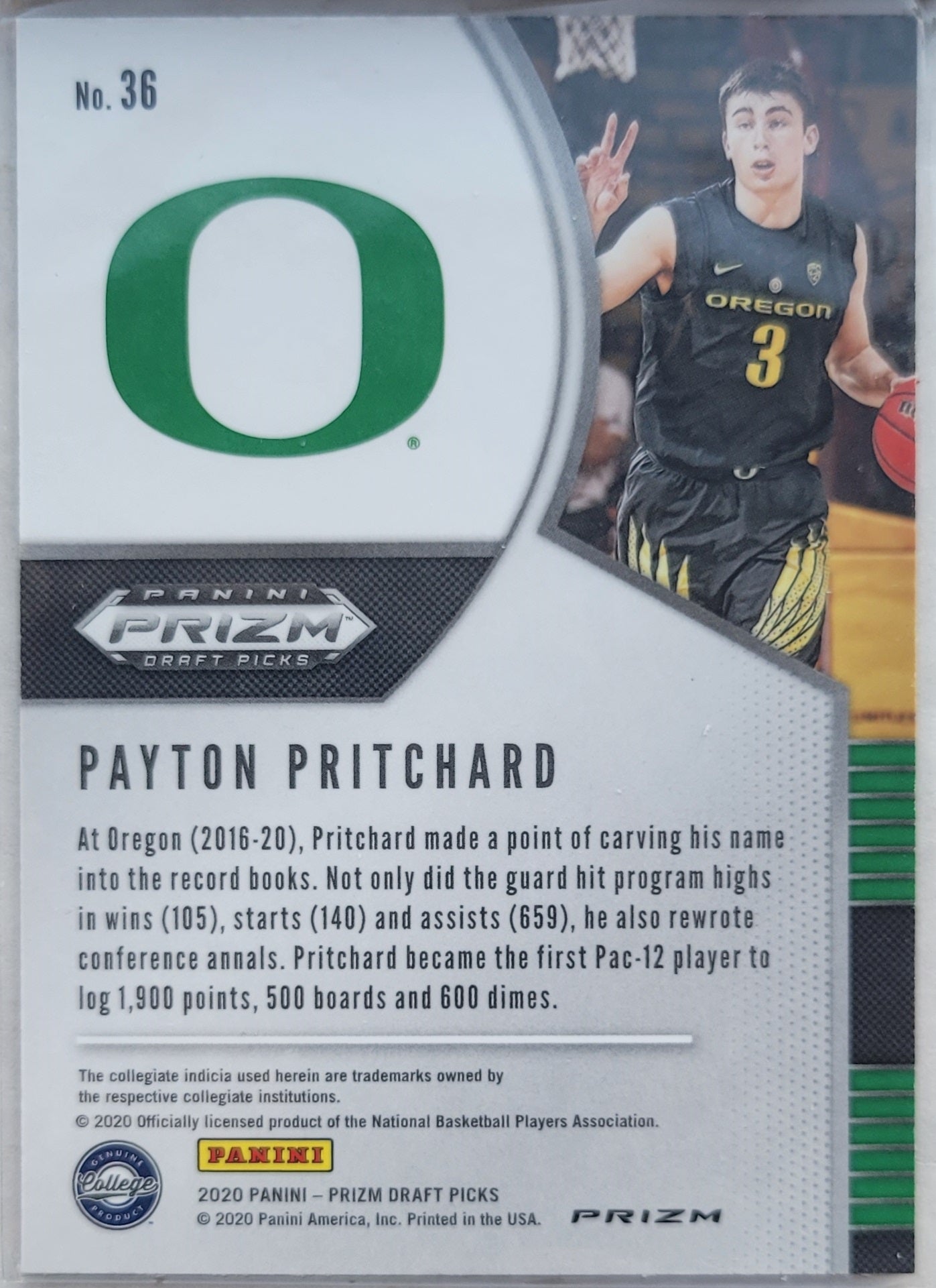 Payton Pritchard - 2020-21 Panini Prizm Draft Picks Prizms Green #36 RC