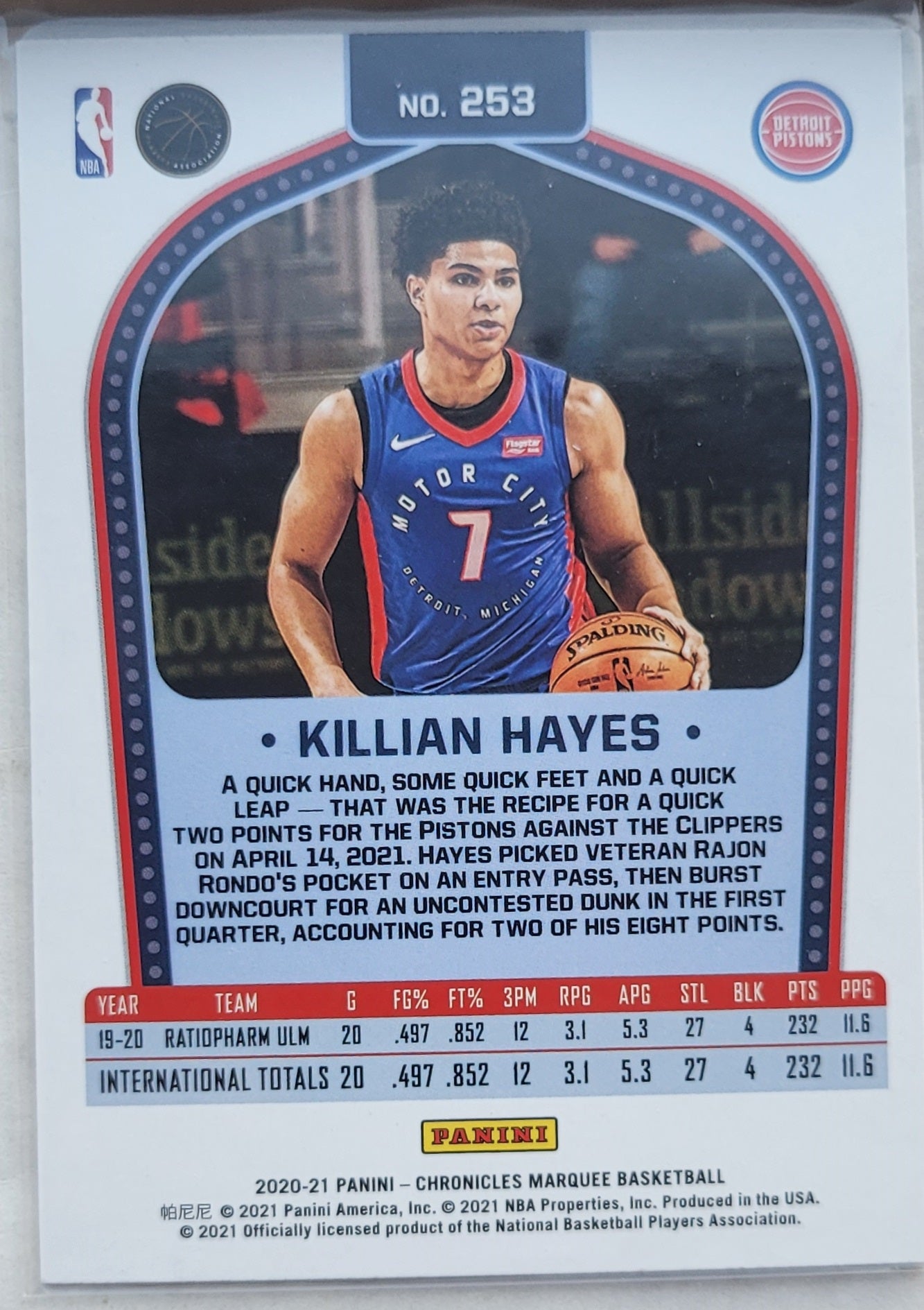 Killian Hayes - 2020-21 Panini Chronicles #253 Marquee RC