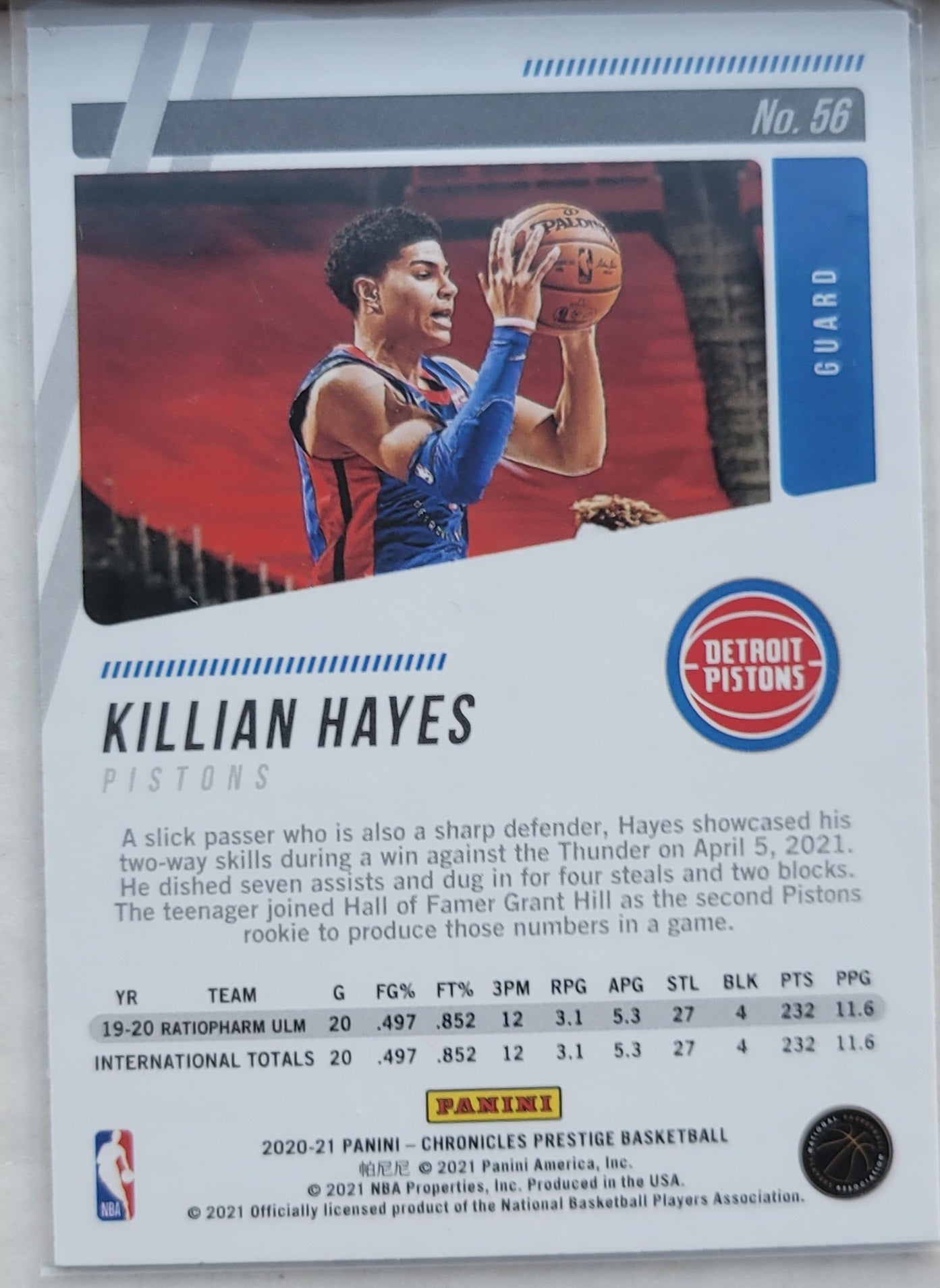 Killian Hayes - 2020-21 Panini Chronicles #56 RC Prestige