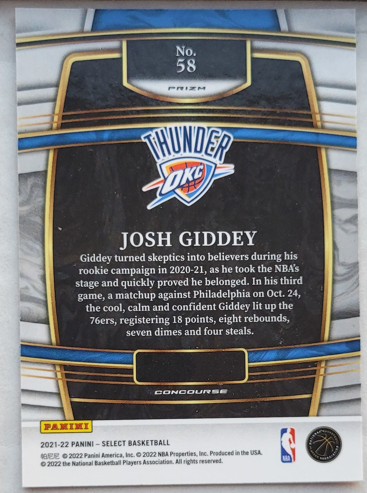 Josh Giddey - 2021-22 Select Prizms Orange Flash #58 RC