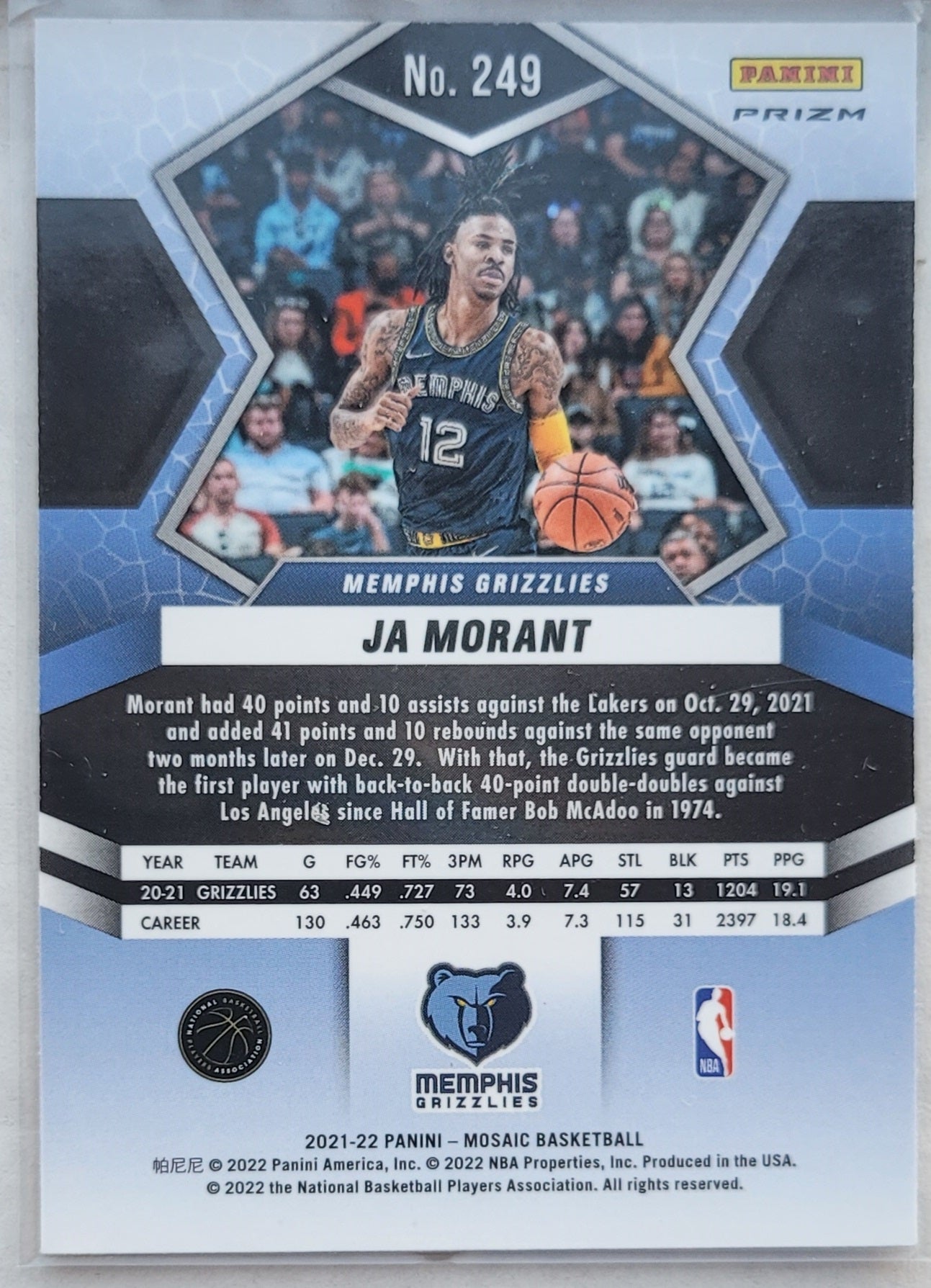 Ja Morant - 2021-22 Panini Mosaic Mosaic Green #249 NP