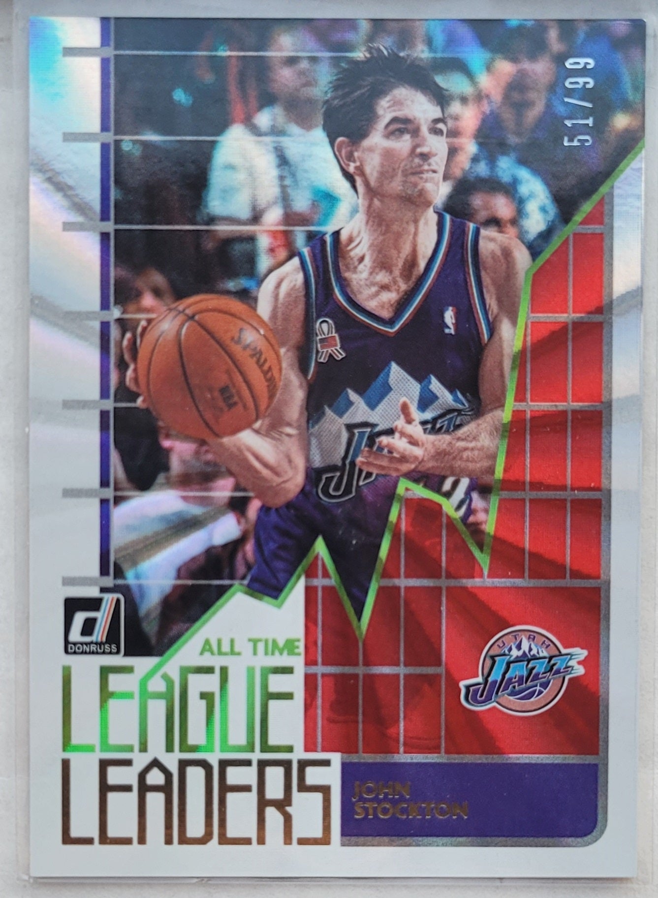 John Stockton - 2020-21 Donruss All Time League Leaders Holo Red Laser #8 - 51/99