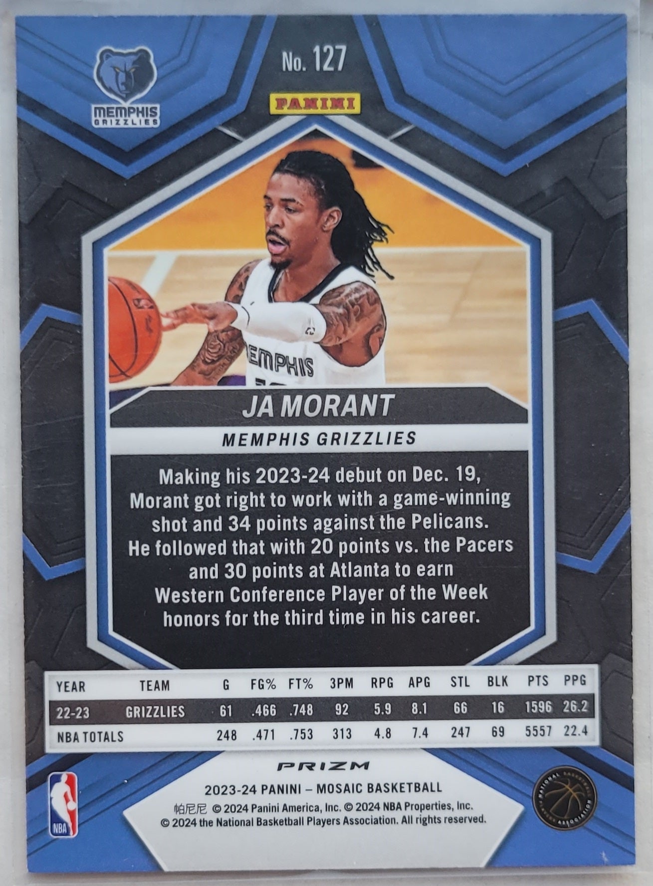 Ja Morant - 2023-24 Panini Mosaic Mosaic Silver #127