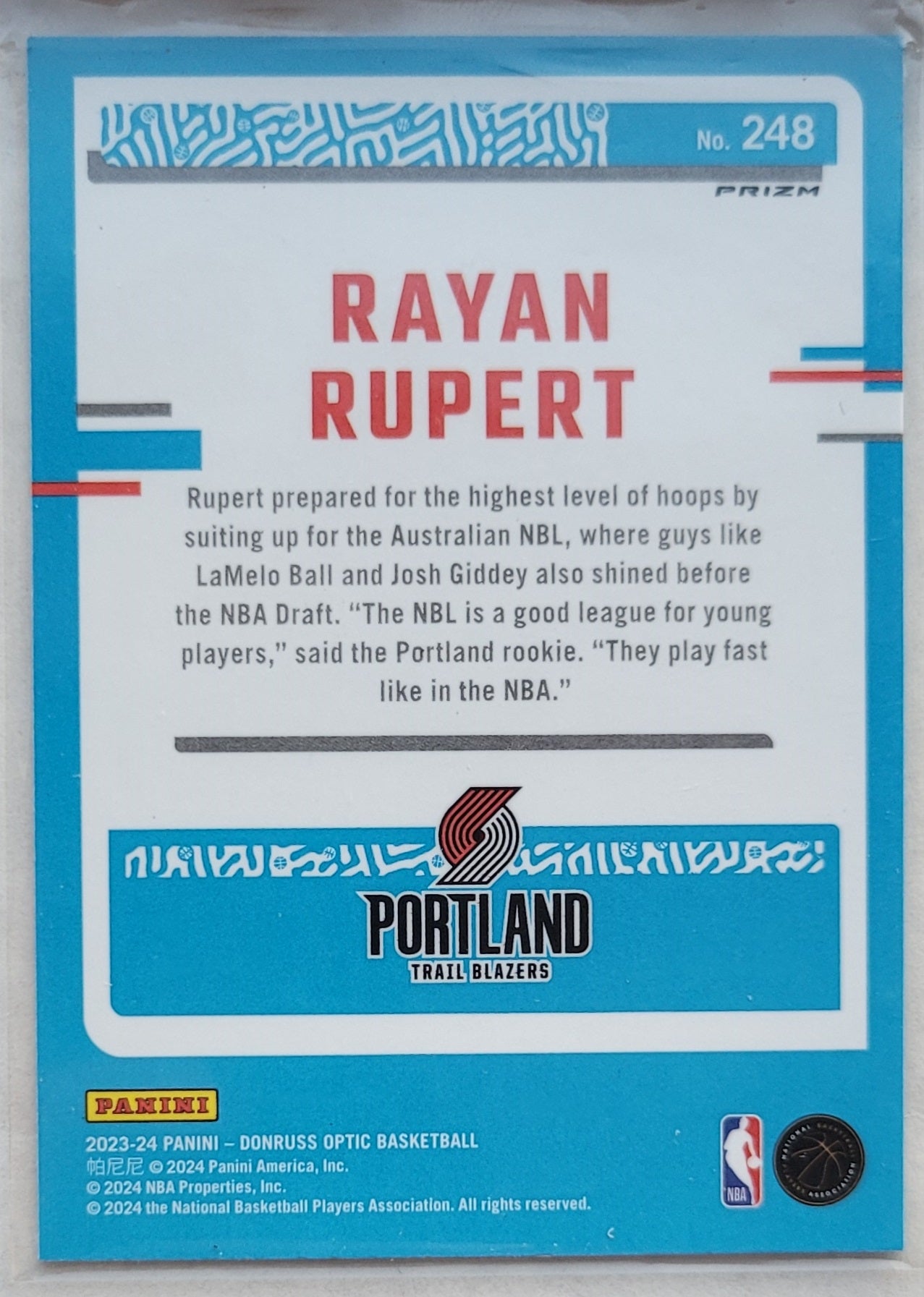 Rayan Rupert - 2023-24 Donruss Optic Holo #248 RR RC