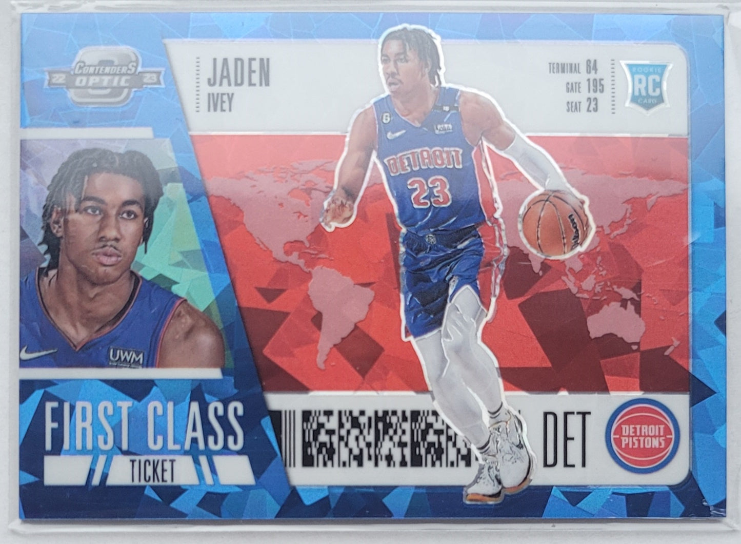 Jaden Ivey - 2022-23 Panini Contenders Optic First Class Ticket Blue Cracked Ice #2