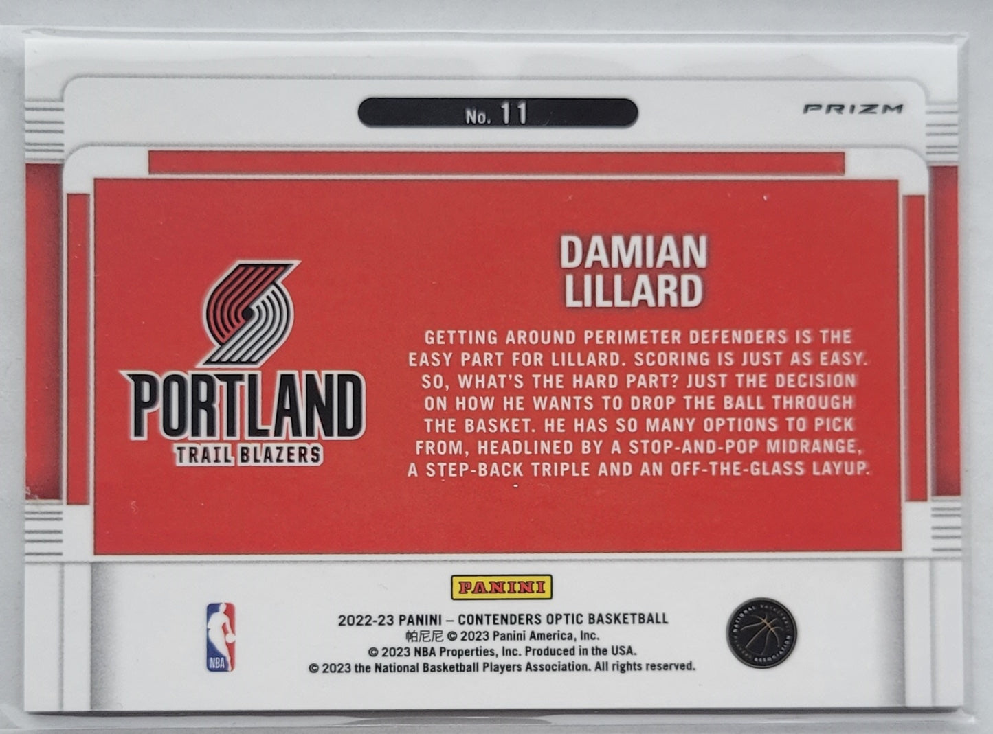 Damian Lillard - 2022-23 Panini Contenders Optic Suite Shots Red Cracked Ice #11