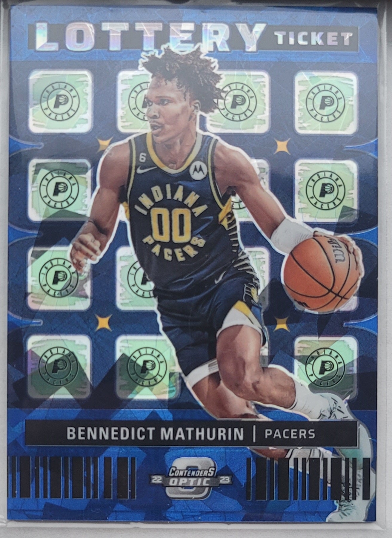 Bennedict Mathurin - 2022-23 Panini Contenders Optic Lottery Ticket Blue Cracked Ice #6 - 23/75