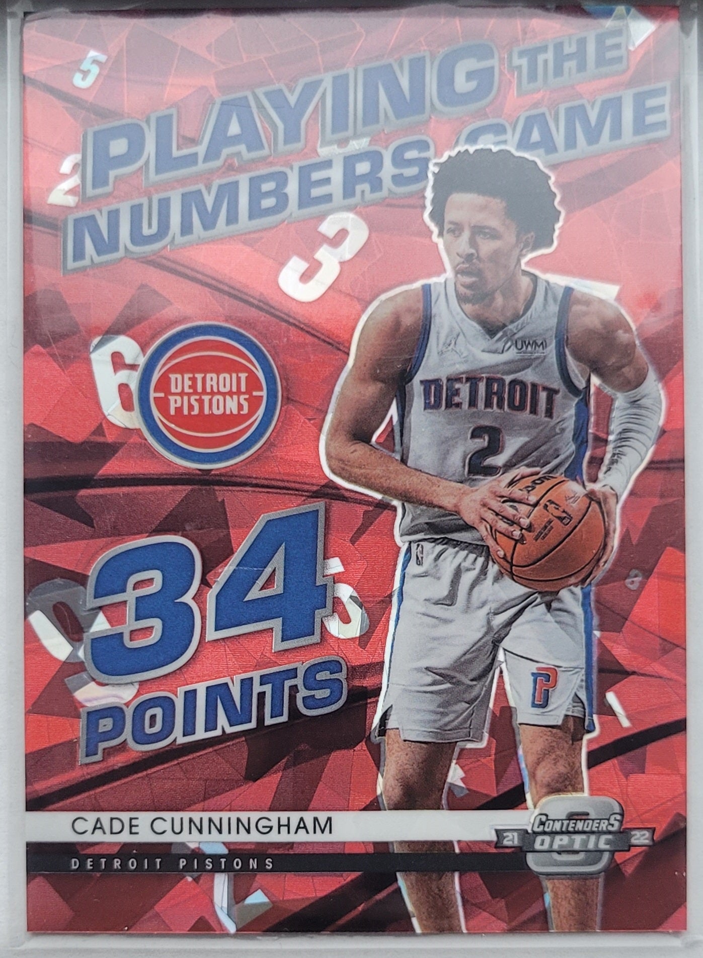 Cade Cunningham - 2021-22 Panini Contenders Optic Playing the Numbers Game Red Cracked Ice #18