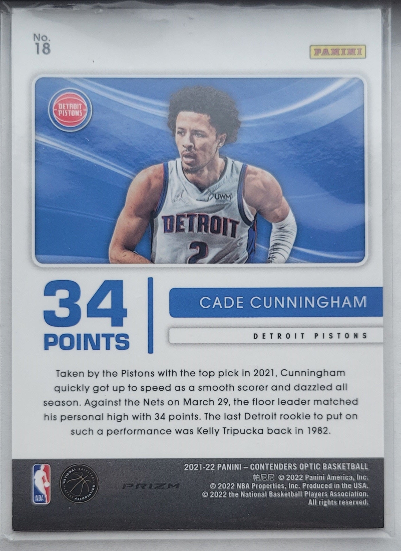 Cade Cunningham - 2021-22 Panini Contenders Optic Playing the Numbers Game Red Cracked Ice #18