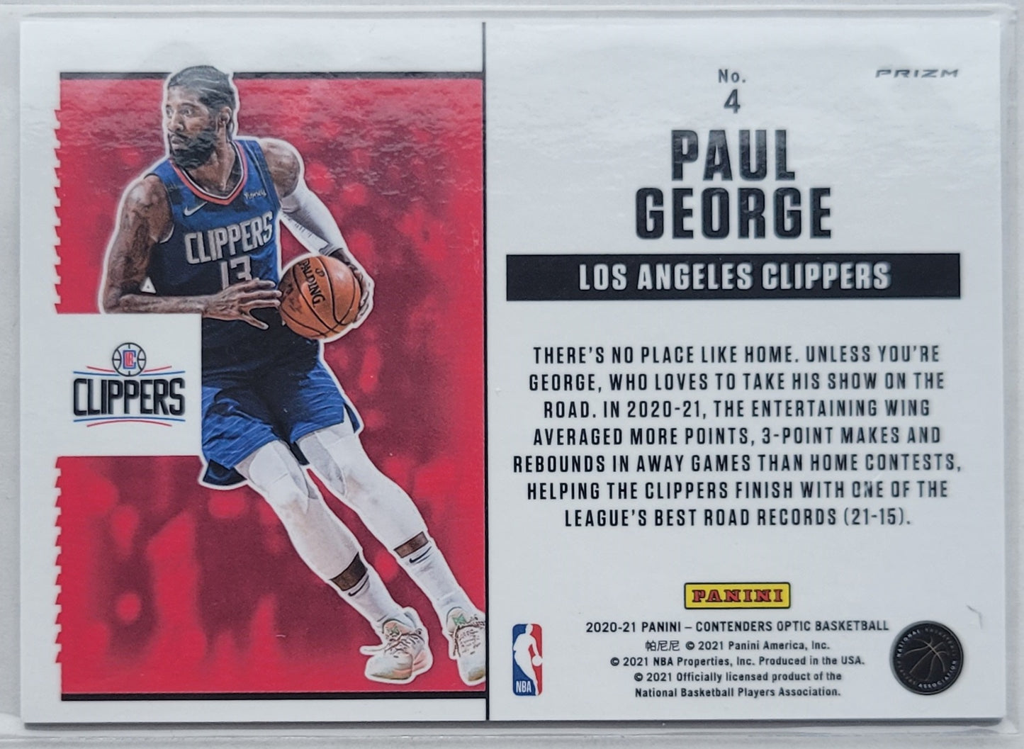 Paul George - 2020-21 Panini Contenders Optic Suite Shots Red Cracked Ice #4