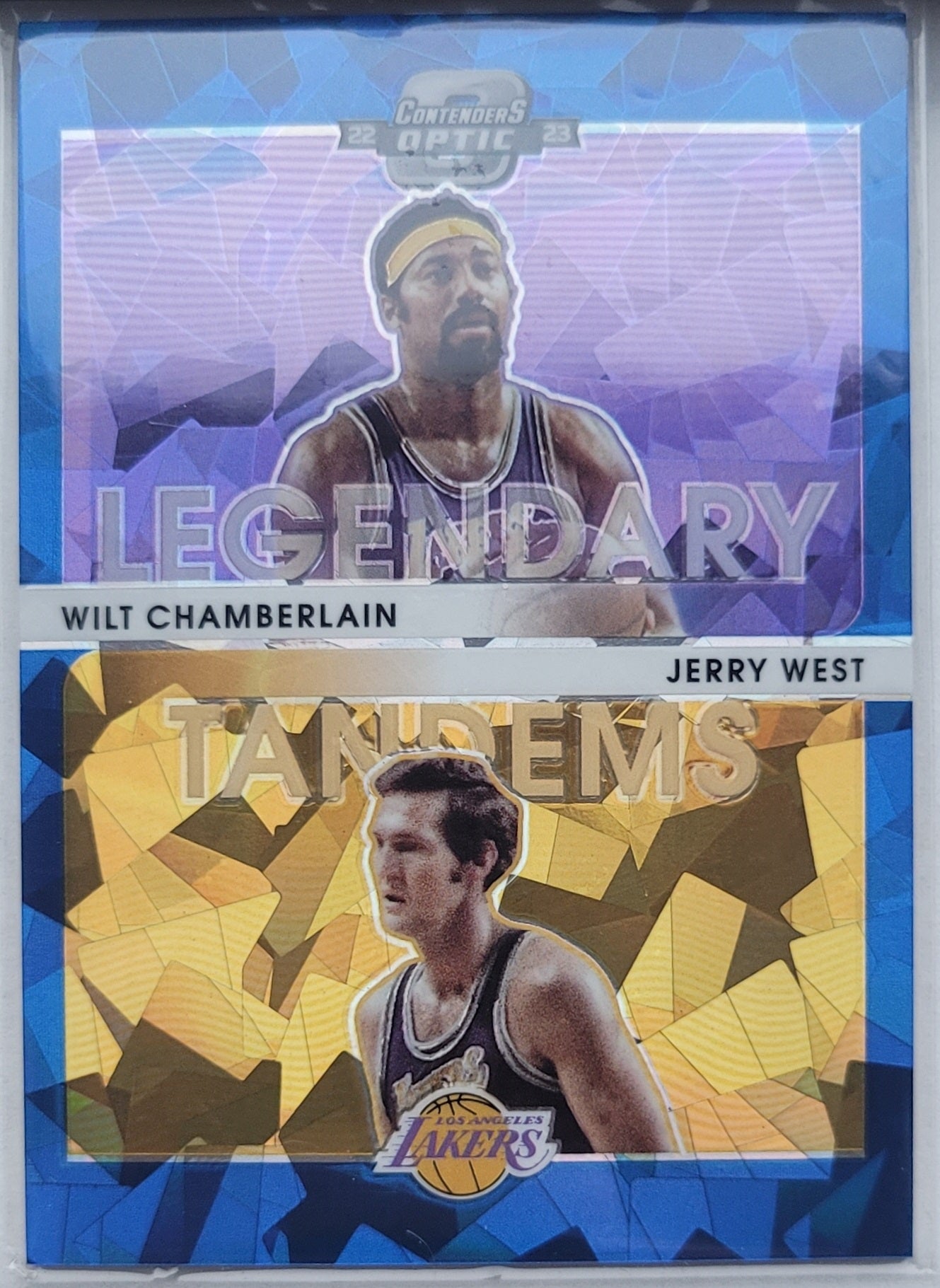 Jerry West / Wilt Chamberlain - 2022-23 Panini Contenders Optic Legendary Tandems Blue Cracked Ice #8 - 67/75