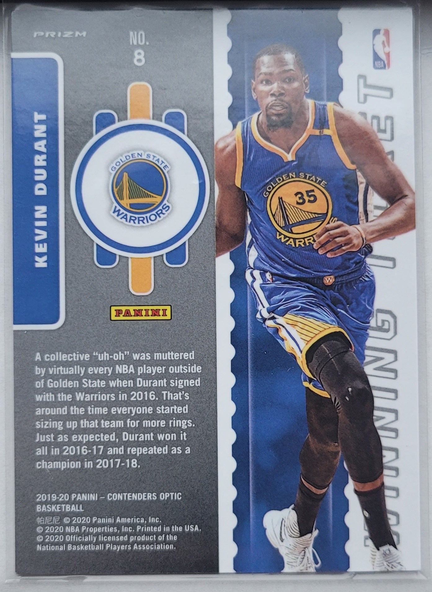 Kevin Durant - 2019-20 Panini Contenders Optic Winning Tickets Red Cracked Ice #8