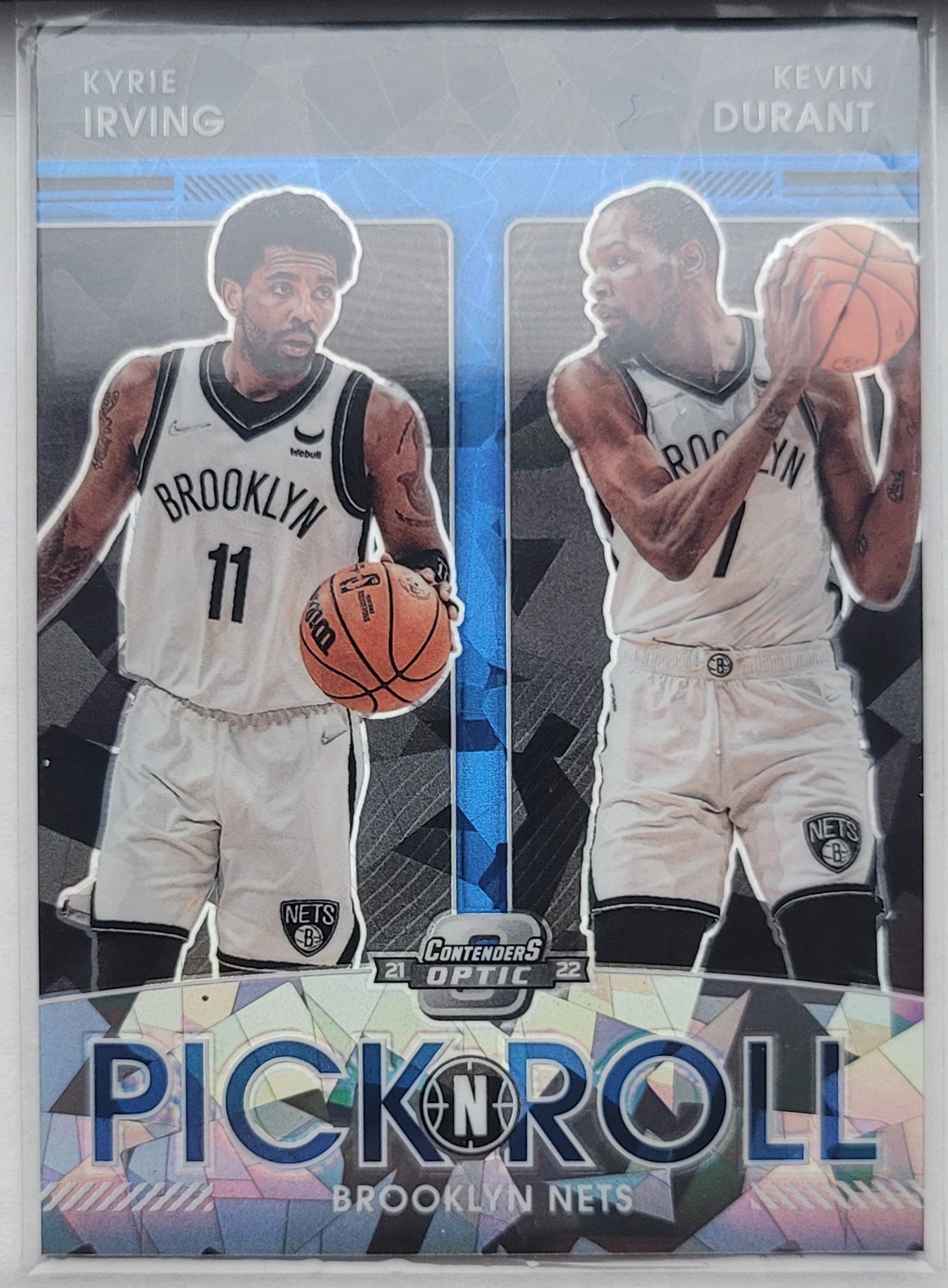 Kevin Durant / Kyrie Irving - 2021-22 Panini Contenders Optic Pick n Roll Blue Cracked Ice #8 - 28/75