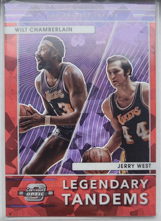 Wilt Chamberlain / Jerry West - 2021-22 Panini Contenders Optic Legendary Tandems Red Cracked Ice #5