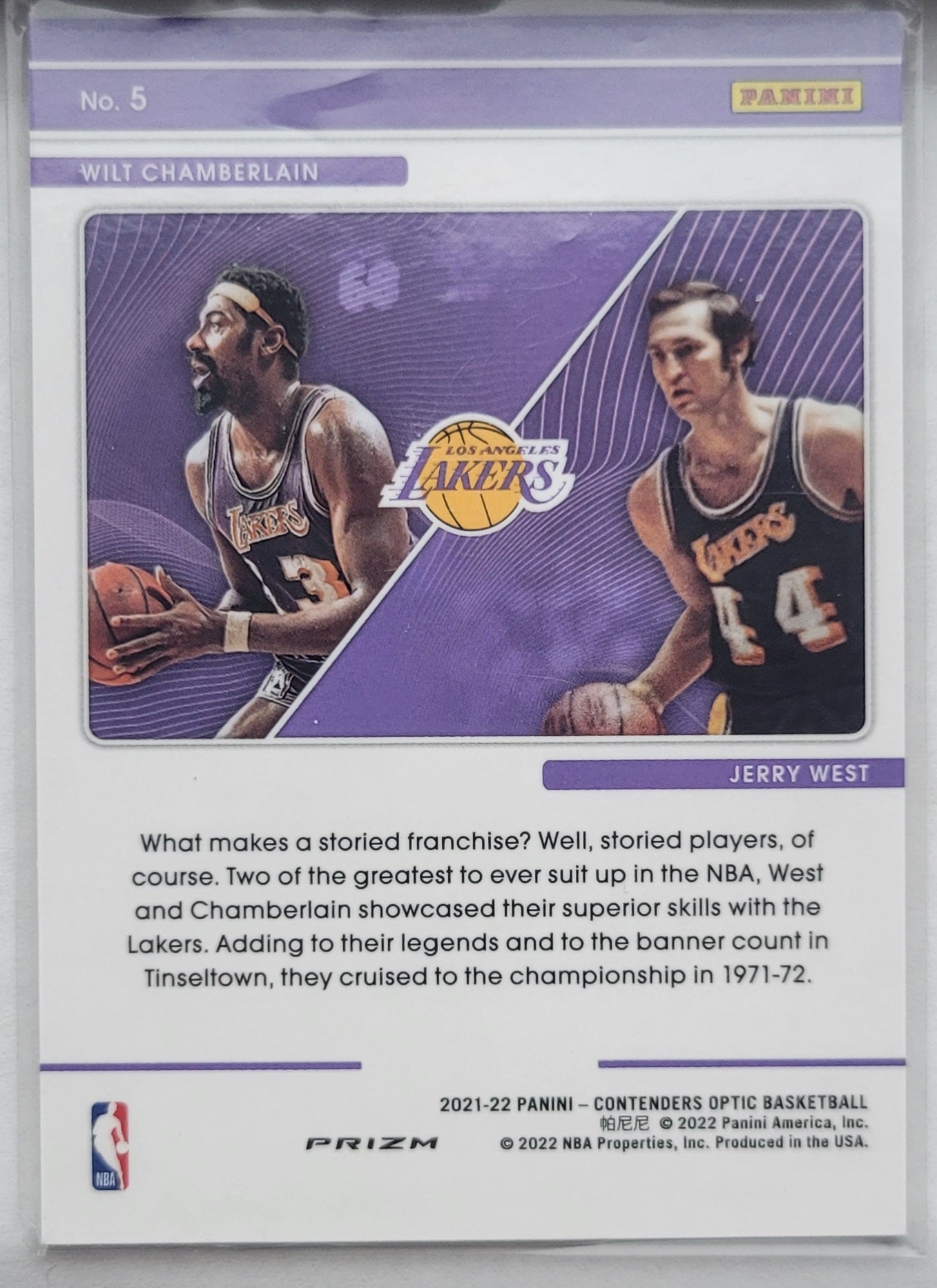 Wilt Chamberlain / Jerry West - 2021-22 Panini Contenders Optic Legendary Tandems Red Cracked Ice #5