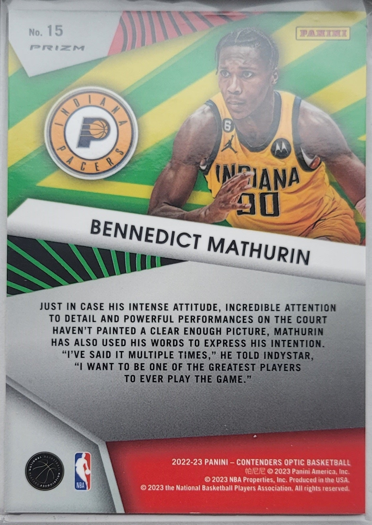 Bennedict Mathurin - 2022-23 Panini Contenders Optic Optic Illusion #15