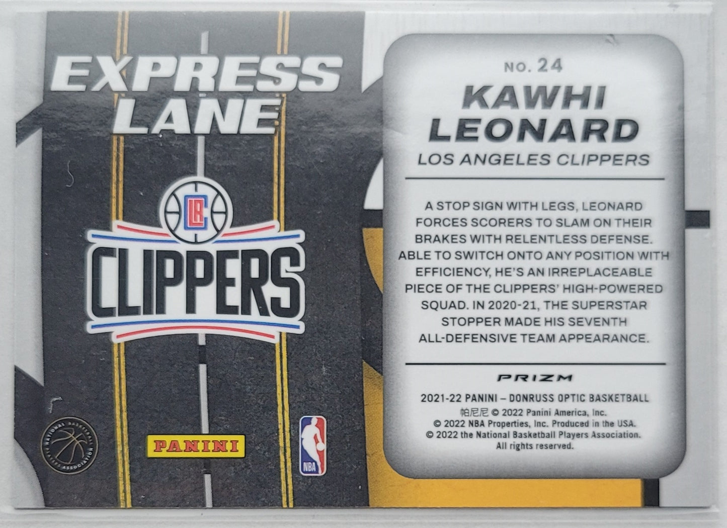 Kawhi Leonard - 2021-22 Donruss Optic Express Lane Holo #24