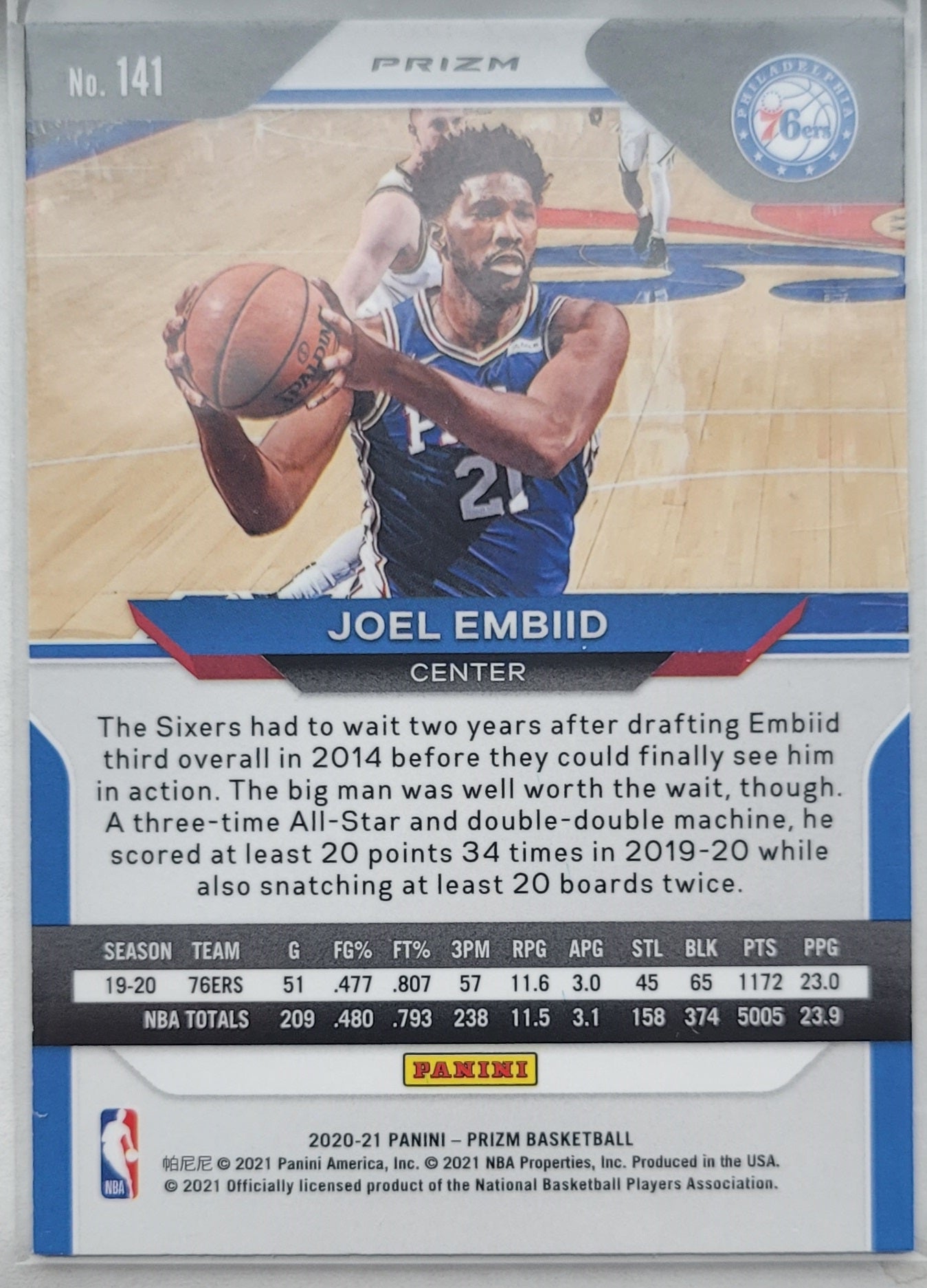 Joel Embiid - 2020-21 Panini Prizm Prizms Silver #141