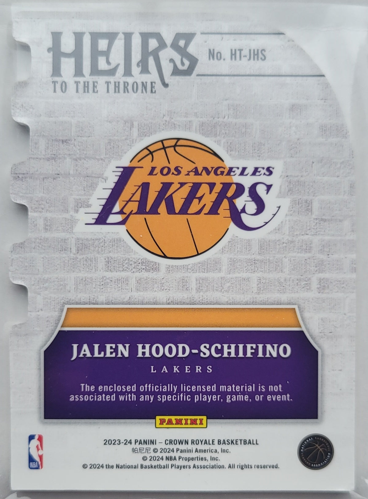 Jalen Hood-Schifino - 2023-24 Crown Royale Heirs to the Throne Jerseys #HT-JHS