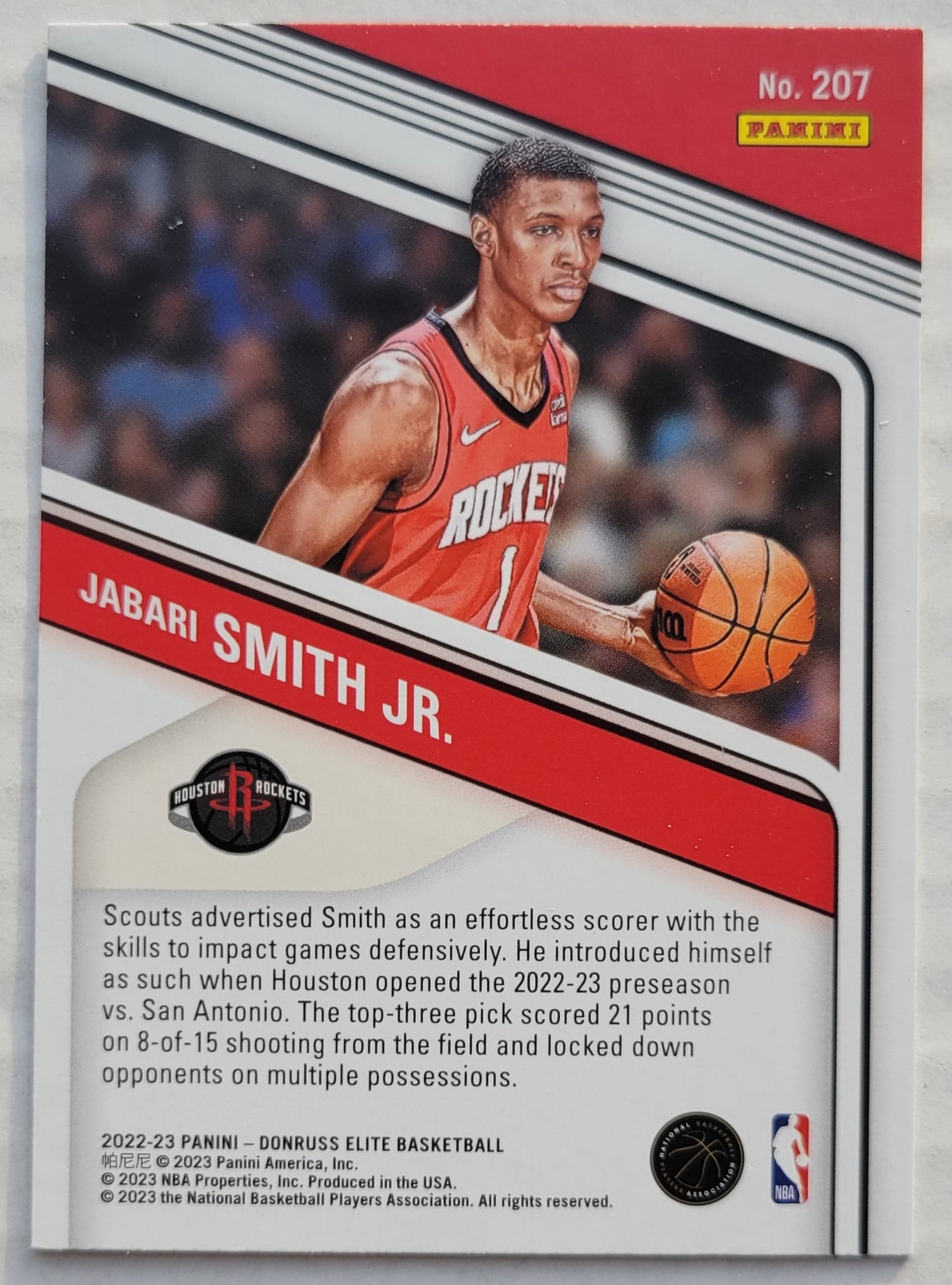 Jabari Smith Jr. - 2022-23 Elite #207 RC