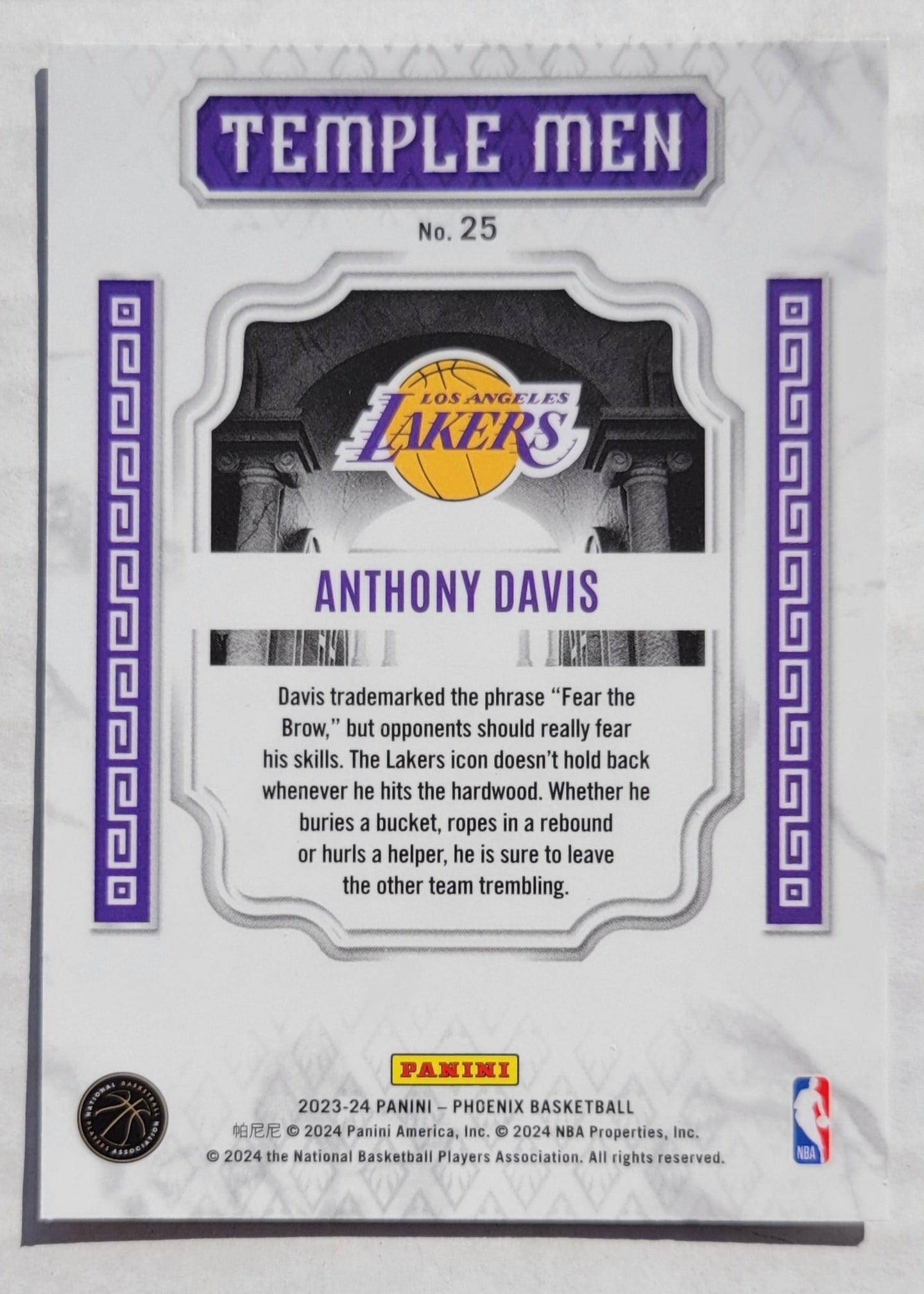 Anthony Davis - 2023-24 Panini Phoenix Temple Men #25