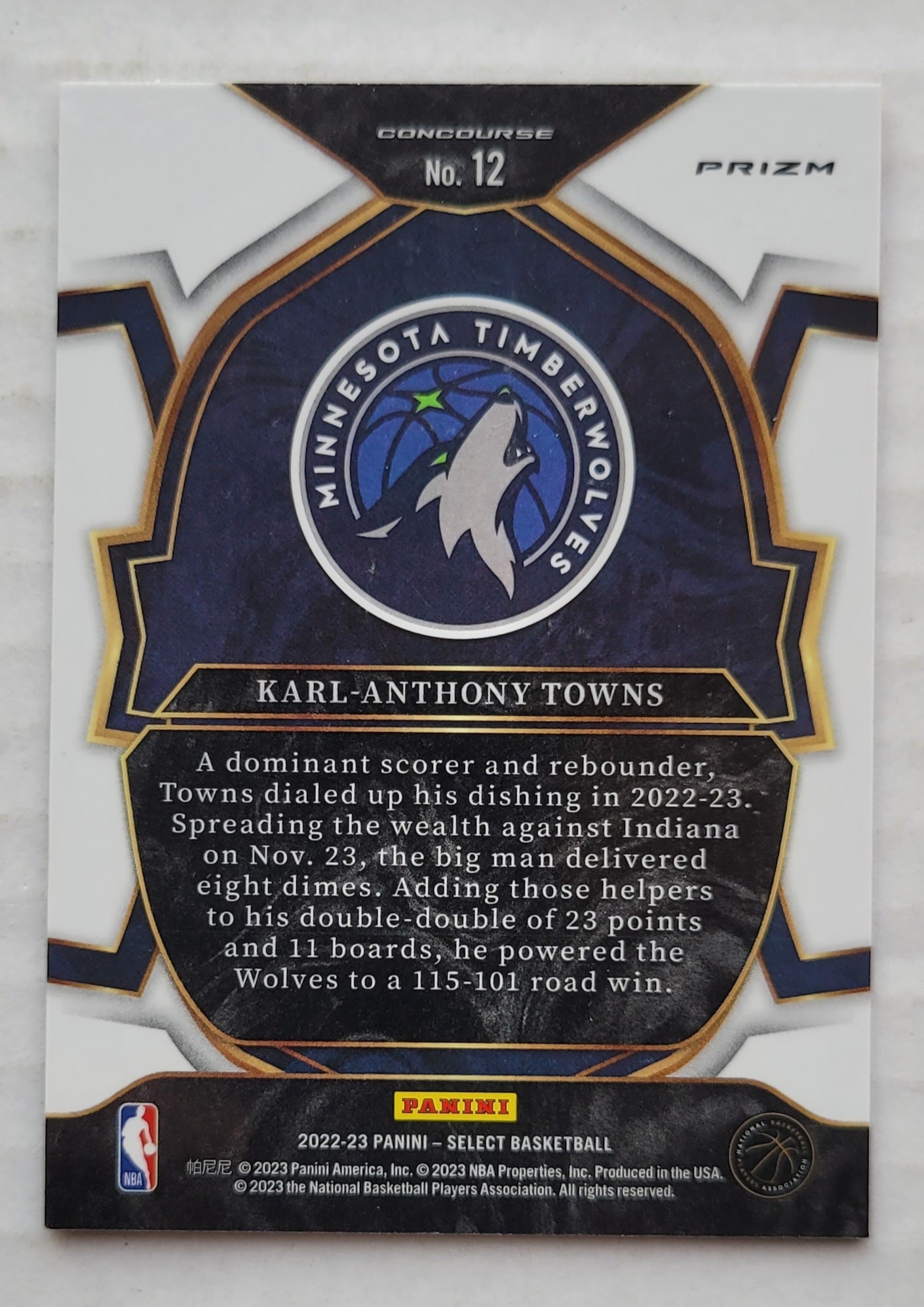 Karl-Anthony Towns - 2022-23 Select Prizms Orange Flash #12