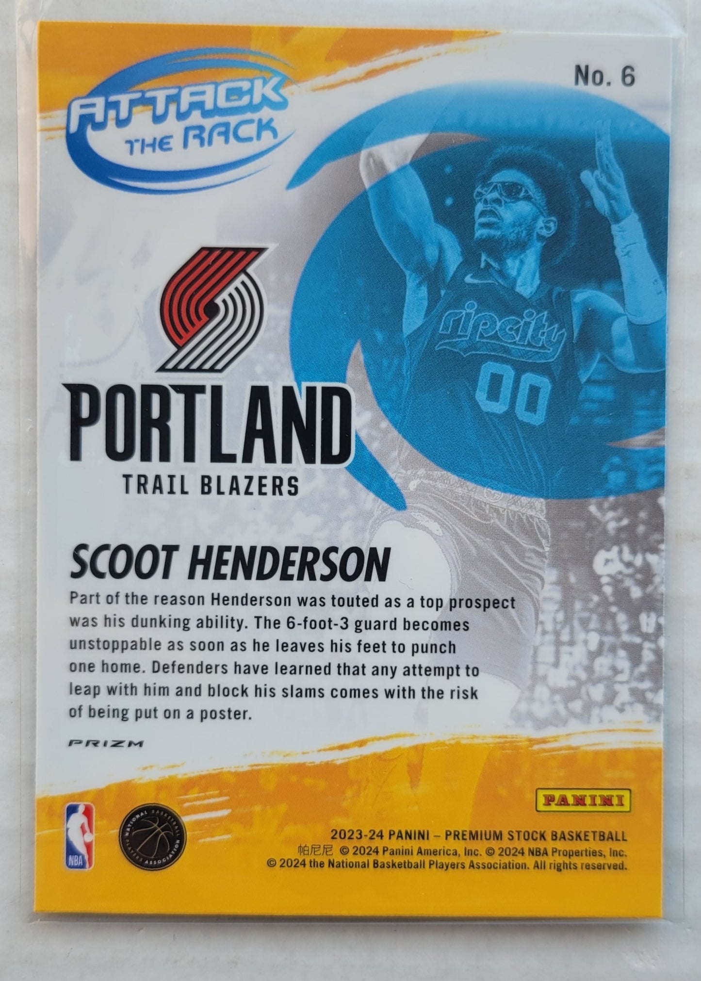 Scoot Henderson - 2023-24 Hoops Premium Stock Attack the Rack Silver Prizm #6