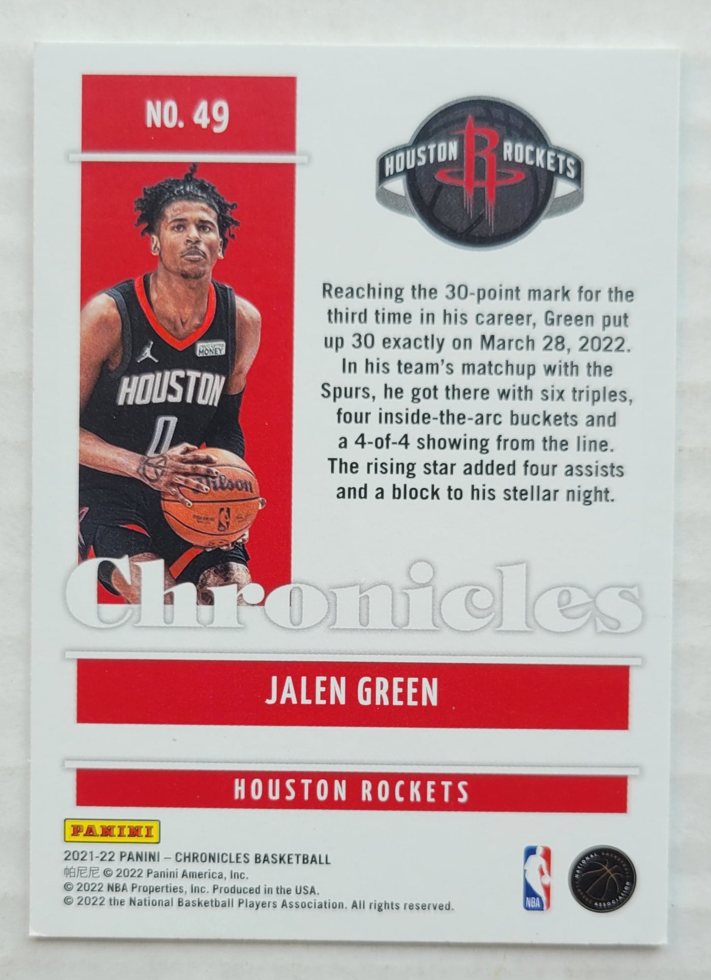 Jalen Green - 2021-22 Panini Chronicles #49 RC
