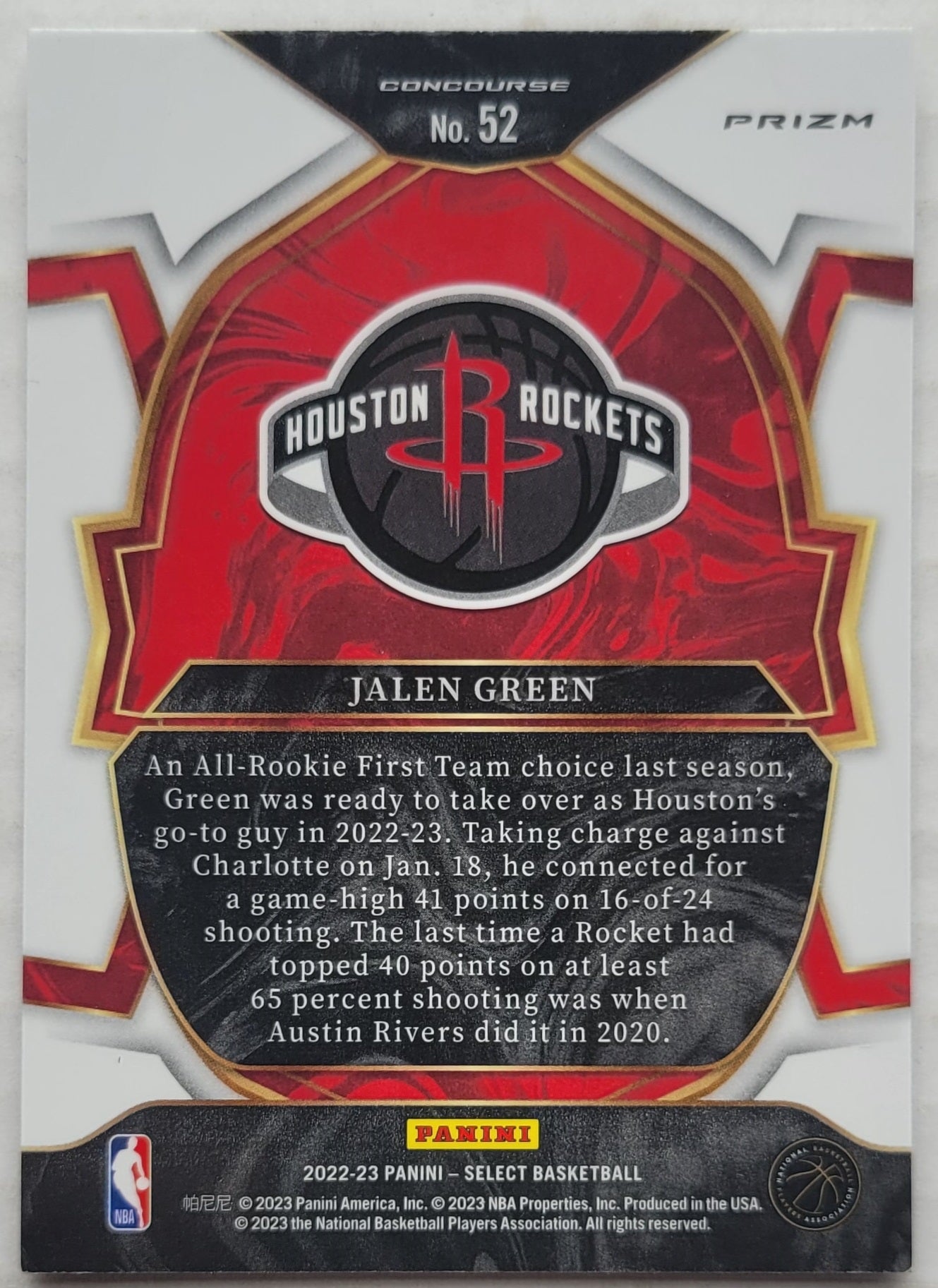 Jalen Green - 2022-23 Select Prizms Silver #52