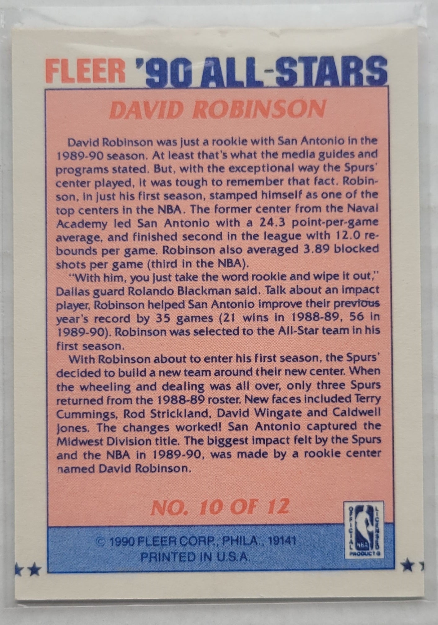 David Robinson - 1990-91 Fleer All-Stars #10